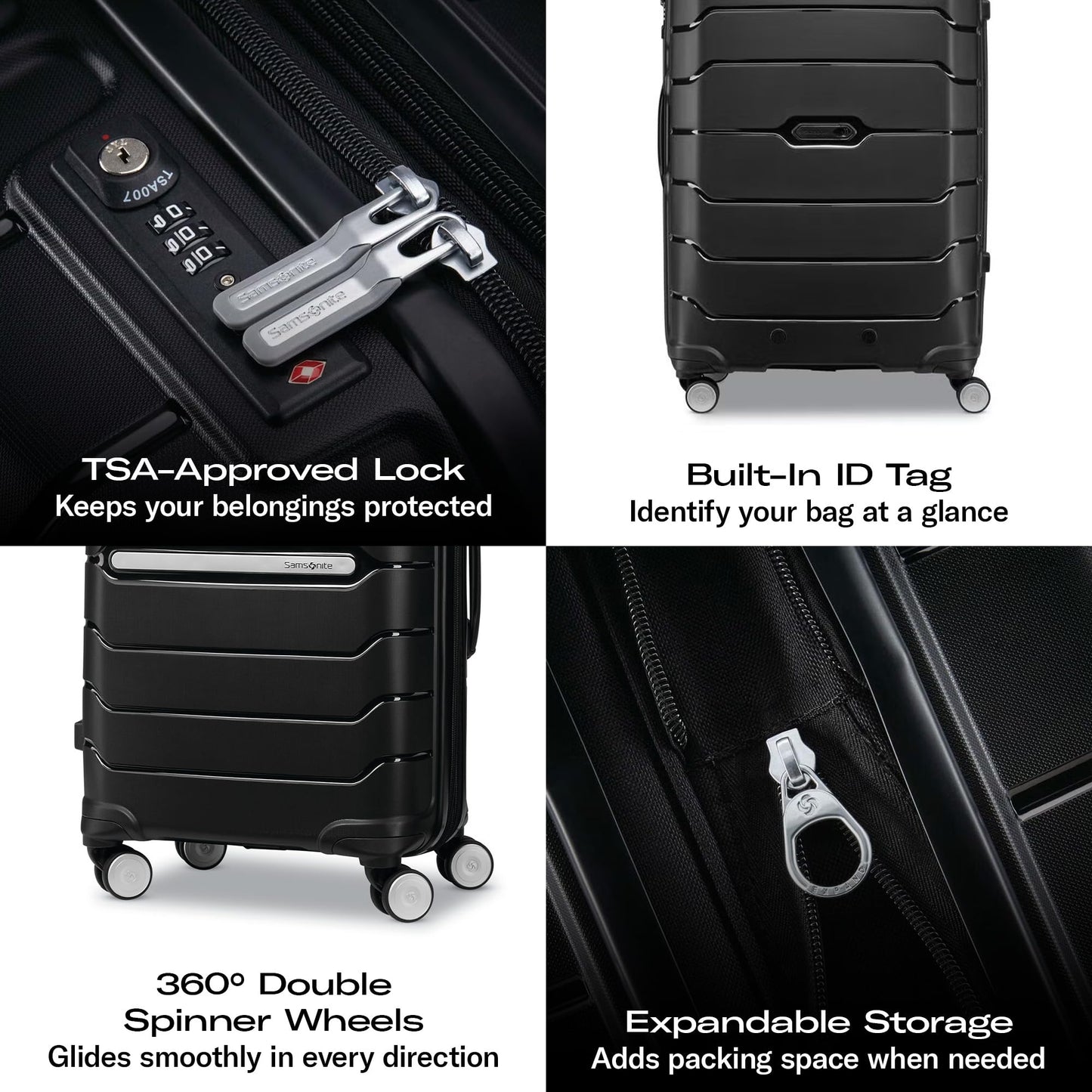Samsonite Freeform 2-Piece Luggage Set - Carry-On & Large Checked Luggage with Dual Spinner Wheels - Durable Polypropylene Hardshell - TSA Lock, Airline-Approved - Expandable Hard Shell - Navy