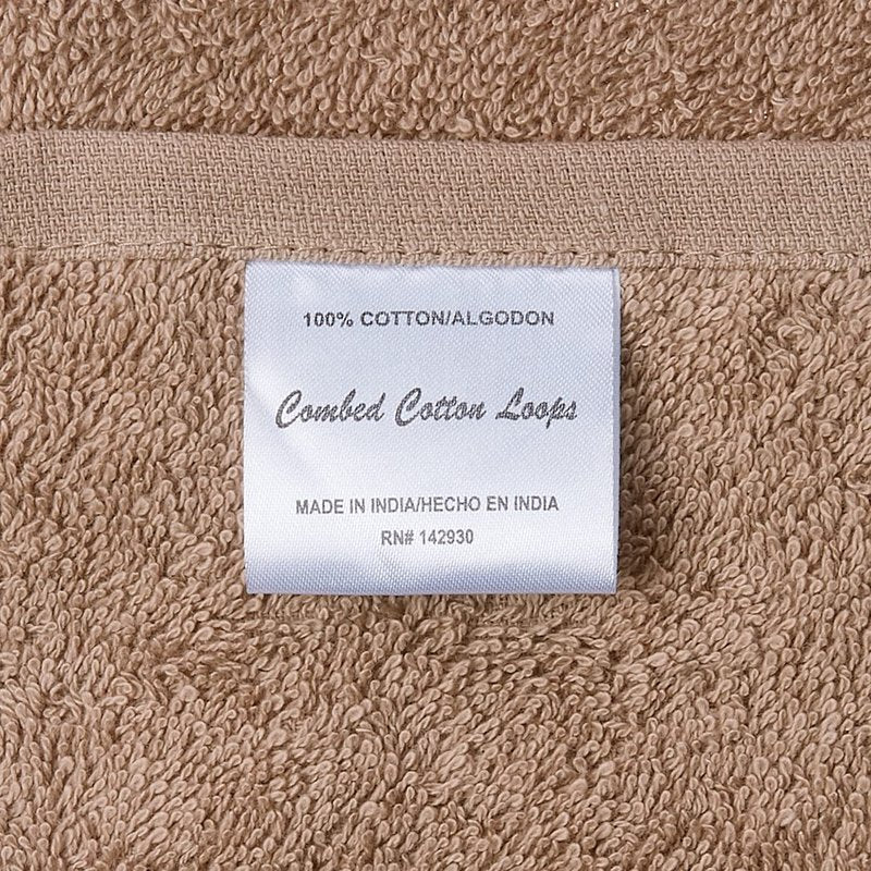 Lavish Home 8 Piece 100% Cotton Plush Bath Towel Set - Taupe 27.5"x57.25"x0.25"
