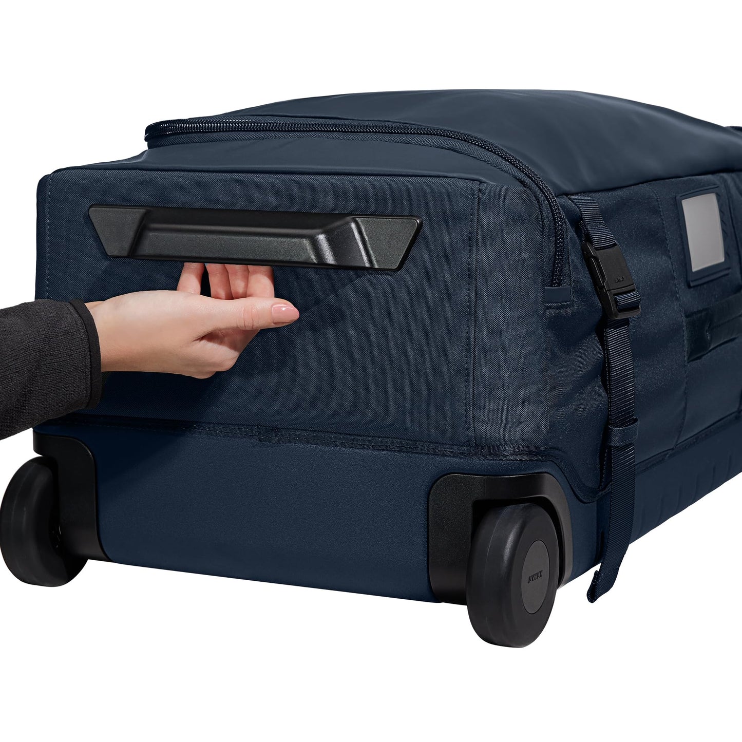 Away Active Rolling Duffle 85L - Large Travel Duffle Bag with Wheels, Durable Checked Luggage Suitcase for Men & Women, Foldable Weekender Bag, Navy Blue