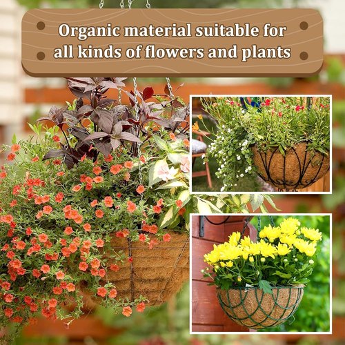 Legigo 14-Inch Coco Fiber Hanging Basket Liners - 100% Natural Round Replacement for Flowers & Vegetables