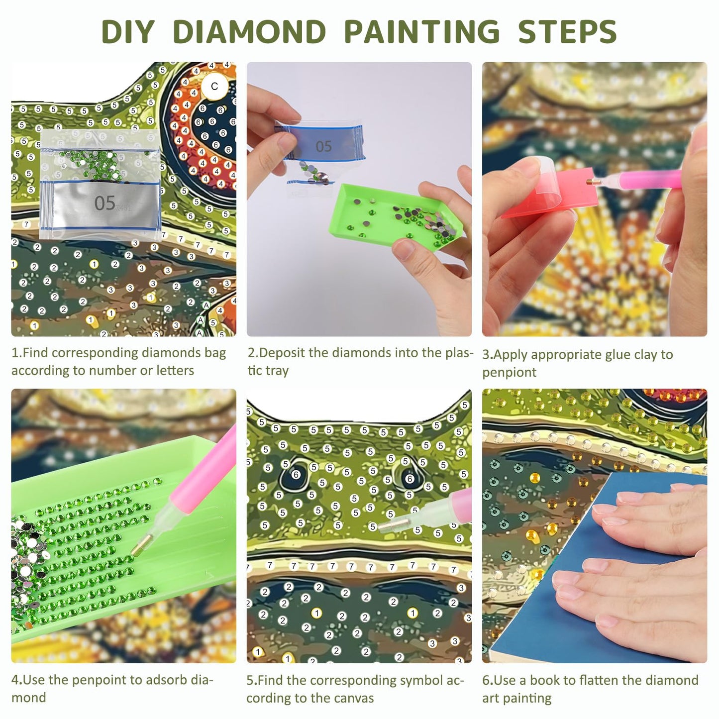 SENQAO Frog Diamond Art Hanging Kit for Adult, Special Shaped Rhinestone, DIY Acrylic 5D Diamond Art Painting Window Pendants Home Garden Wall Hanging Kits Hanging Ornament