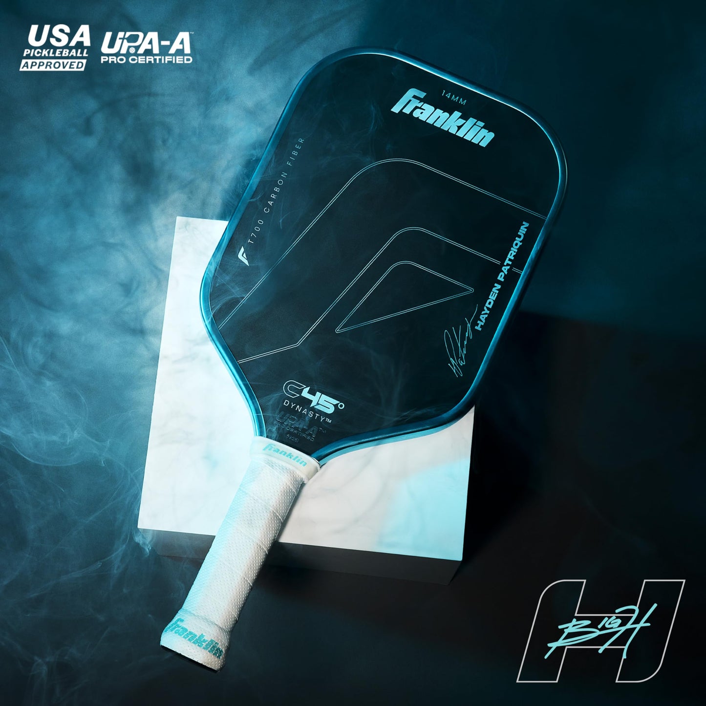 Franklin Sports Pro Pickleball Paddles - Hayden Patriquin C45 Carbon Fiber Series - Official USAP + UPA Approved Pickleball Paddle - Elongated Pro Player Design - 14mm Polymer Core - Laguna
