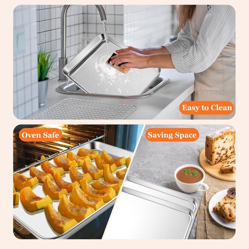 Leonyo Jelly Roll Pan Set - Nonstick Baking Sheet with Cooling Rack | 16 x 12 Inch, 2 Trays + 2 Racks