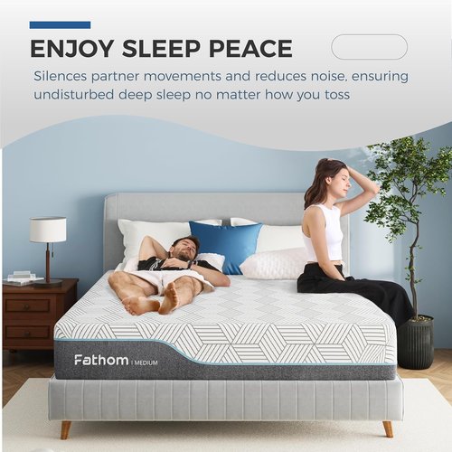 FATHOM Queen Mattress - 10 Inch Memory Foam for Back Pain Relief | Cool Sleep with Gel Foam, CertiPUR-US Certified