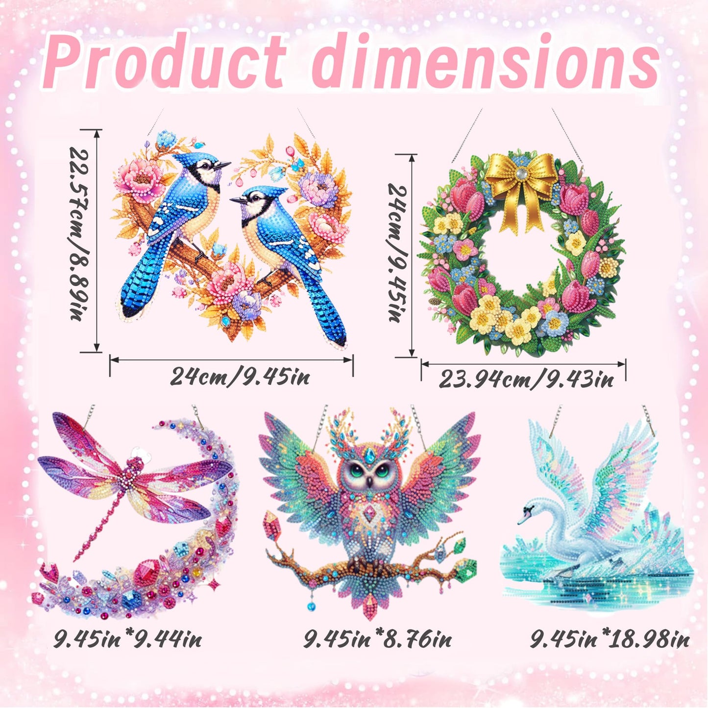 Ristpal Diamond Painting Kits Hanging for Adult, Special Shaped Rhinestone, DIY Acrylic Diamond Art Painting Window Pendants Home Garden Wall Hanging Kits for Home Decor and Gifts (Dragonflies)