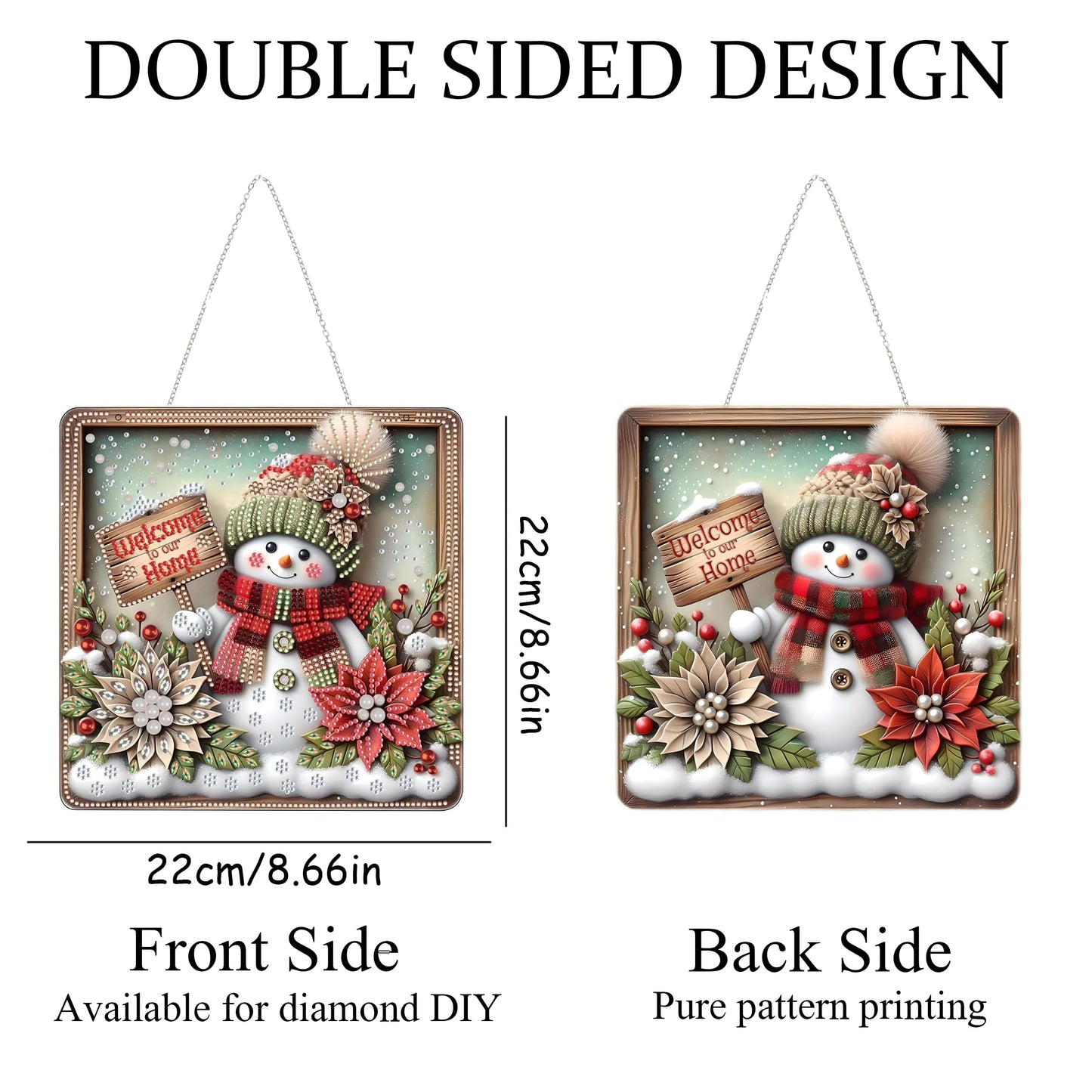 Diamond Art Hanging Kit for Adult,Special Shaped Rhinestone,DIY Acrylic Diamond Art Painting Window Pendants Home Garden Wall Hanging Kits Hanging Ornament,Double Sided. (Christmas Snowman-1)