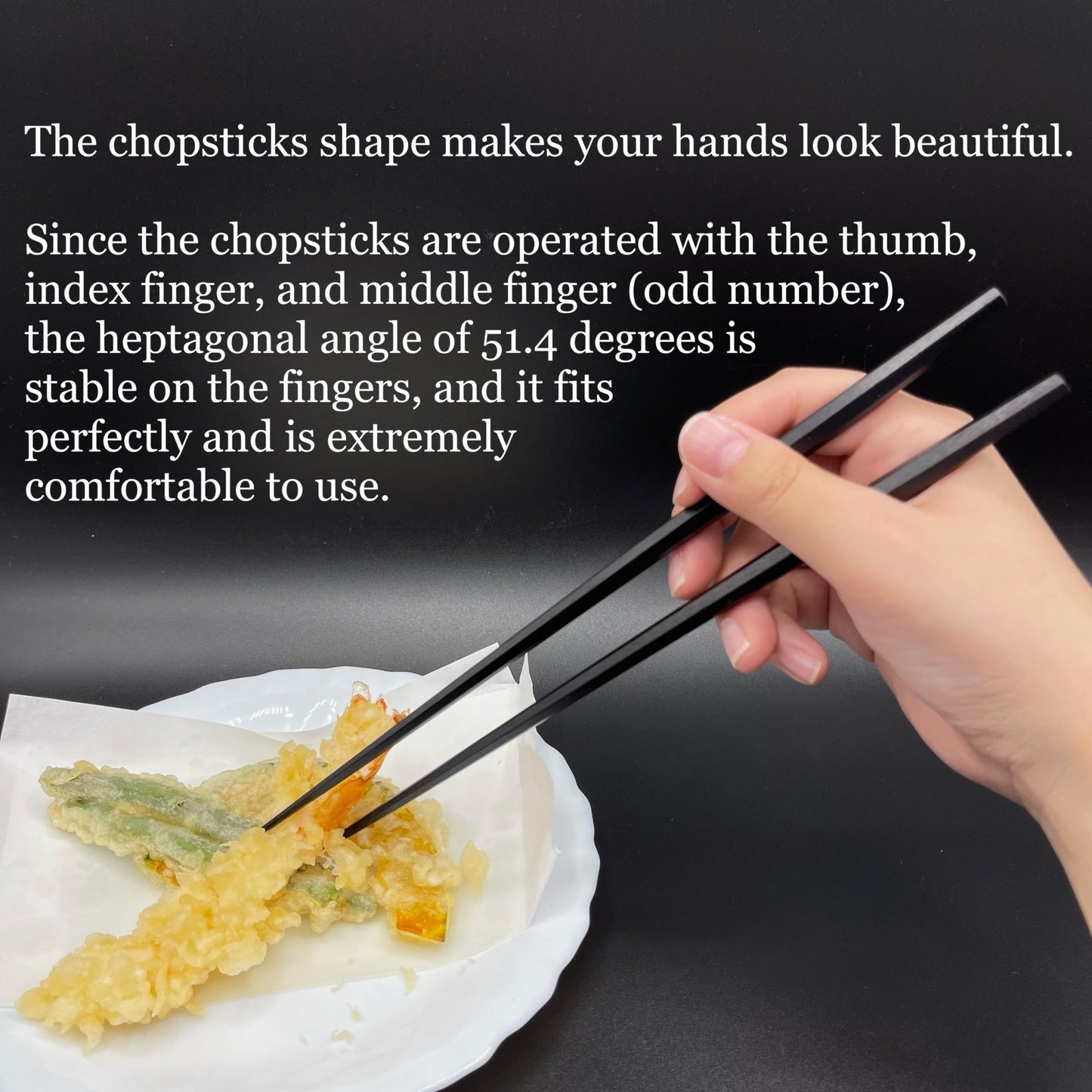 Luxury Japanese Chopsticks – Macassar Ebony, Hand-Carved Heptagonal Rikyu Design, 1 Pair, Collector’s Premium Gift, Made in Japan,23.5cm, 9.25in