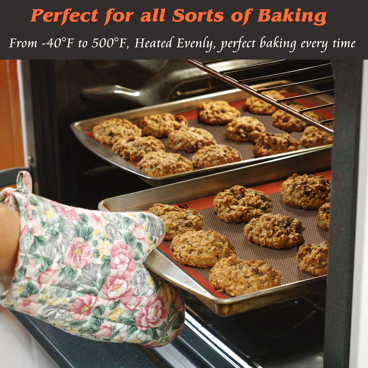 MMmat Silicone Baking Mat - Best German Silicone - Non Slip Silicone Baking Sheet, Non Stick Reusable Silicone Mats for Baking, Oven Liner, Counter Mat - Half Sheet Baking Mat, Set of 2