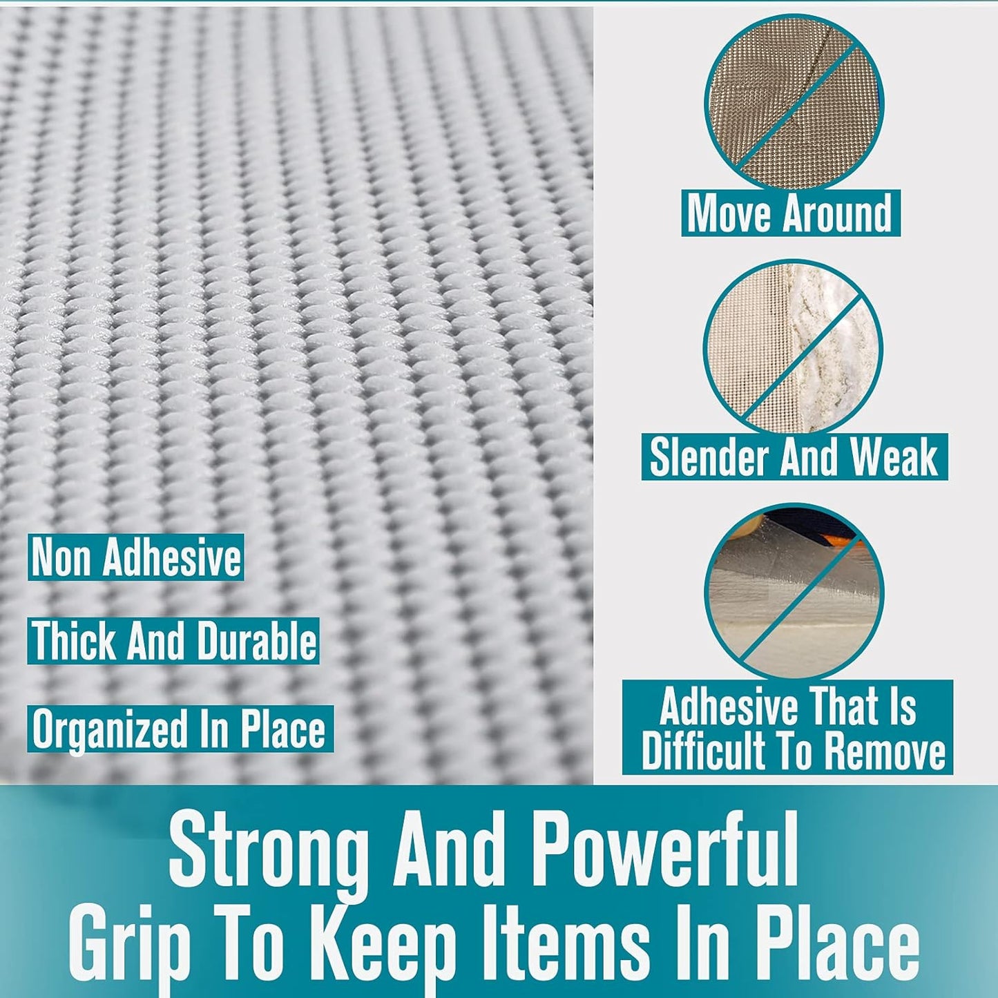 Shelf Drawer Liner Non-Adhesive, Non-Slip Durable Size 17.7 Inches X 10 Feet for Kitchen and Desks