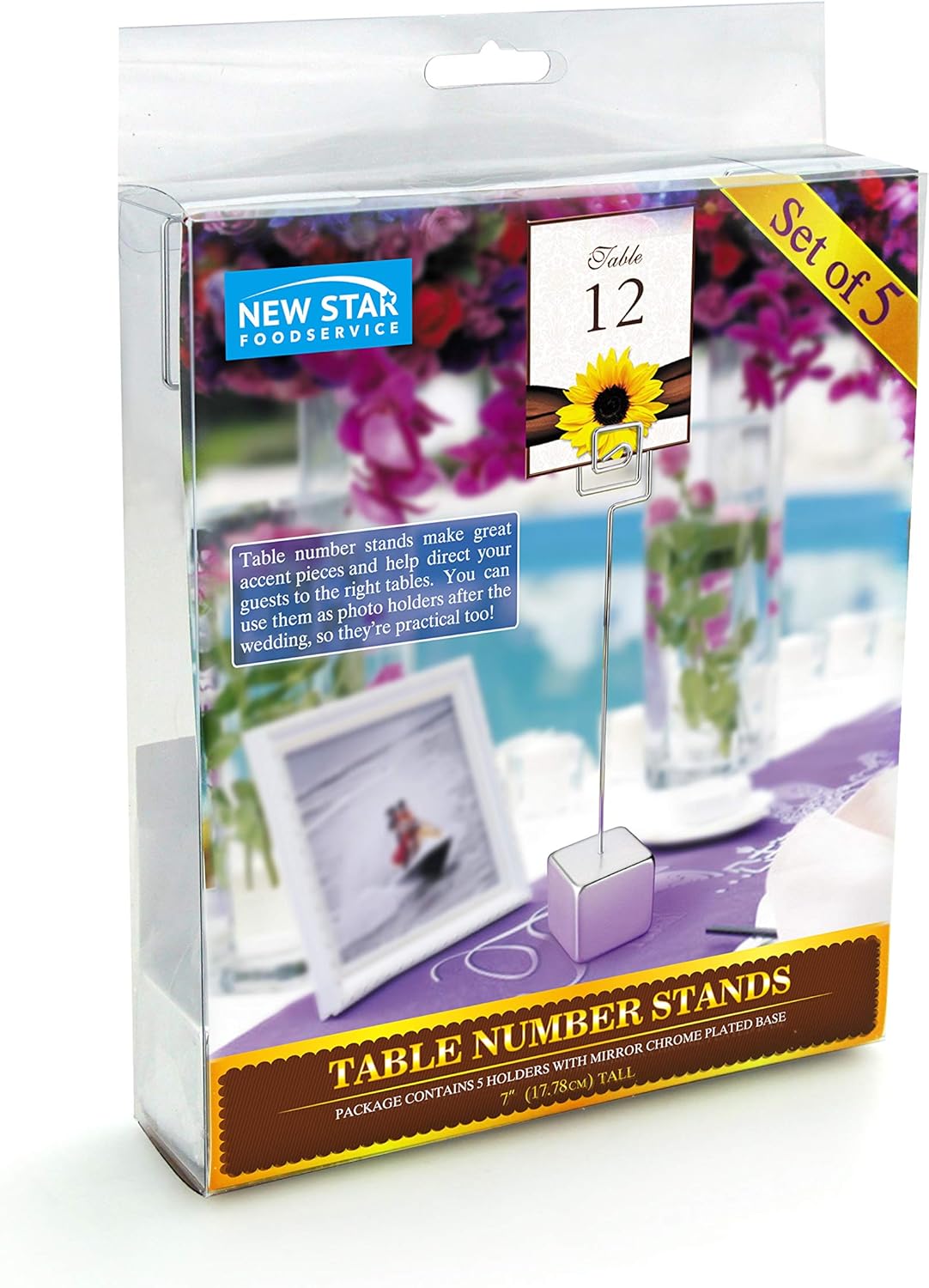 New Star Foodservice 27938 Set of 5 Wire Square Base Place Card Holders