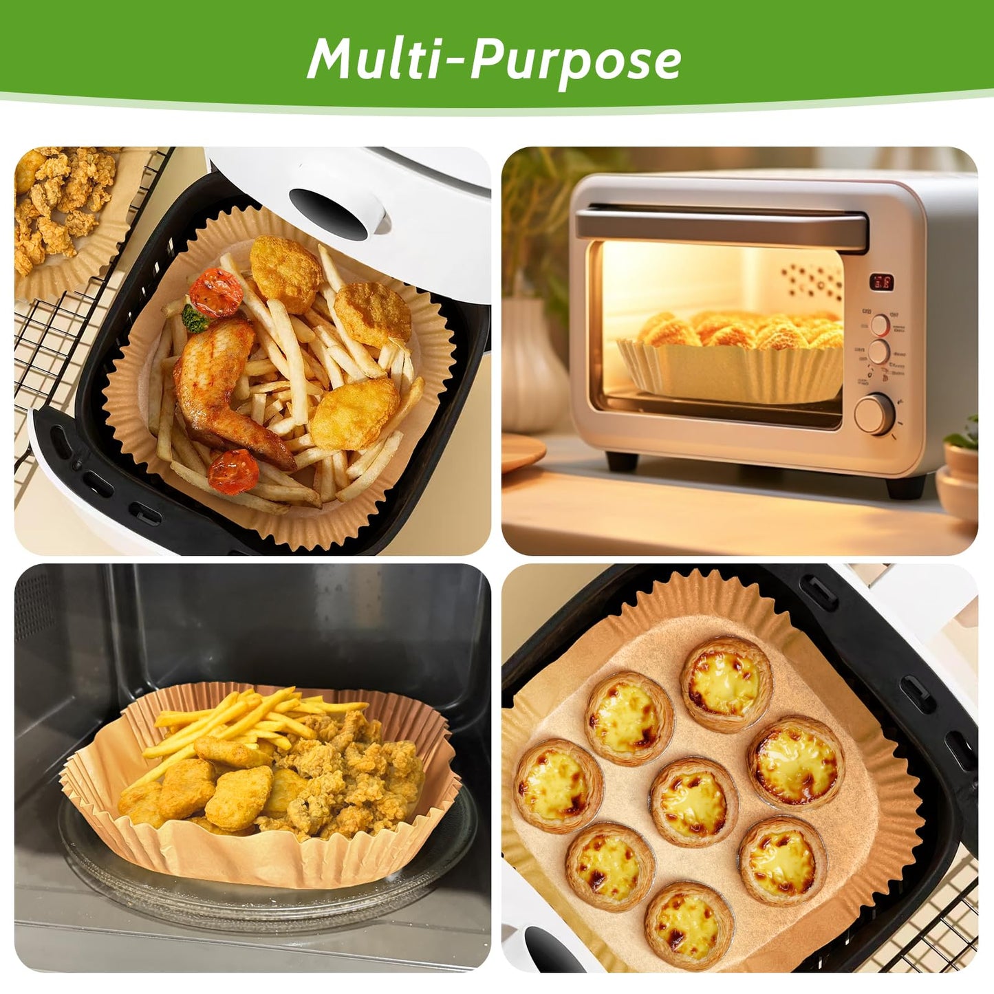 360 Pcs 8” Square Unbleached Heavy Duty Air Fryer Paper Liners Disposable, Non-Stick & Non-Leak Parchment Paper Liners for Airfryer Basket, Deep Fryer Parts & Accessories