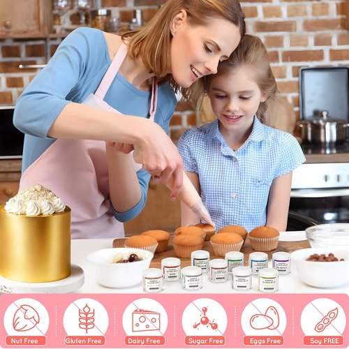 Cherrysea Luster Dust Edible Set - Food Grade Shimmer Powder for Cakes & Cocktails | 4g Bottles - Red & Pink