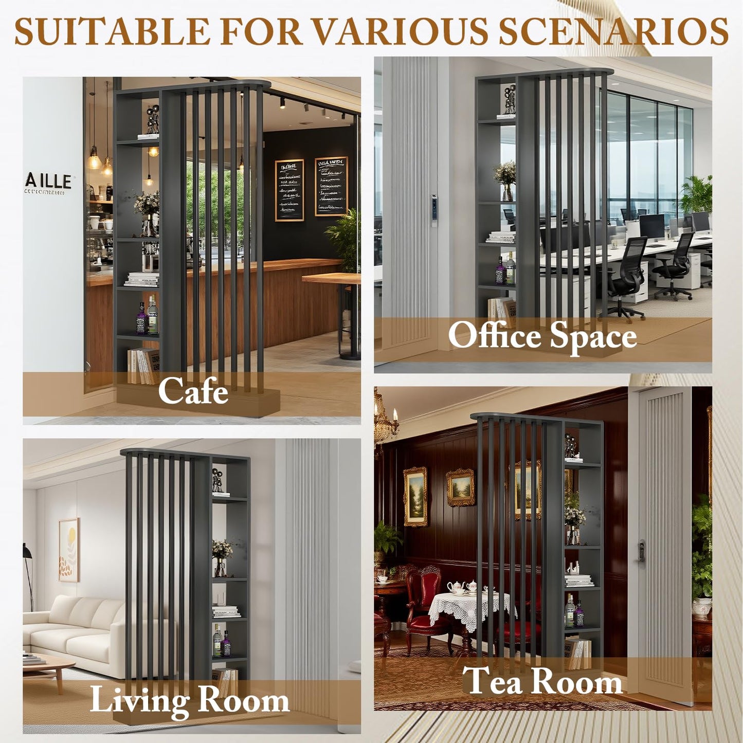 39.4in/100cm Entrance Hall Partition Screen, Wooden Room Divider with Storage Shelves, Modern Freestanding Wood Room Divider Screen, Privacy Screens Room Partition Post (Grey, 100cm/39.4in)