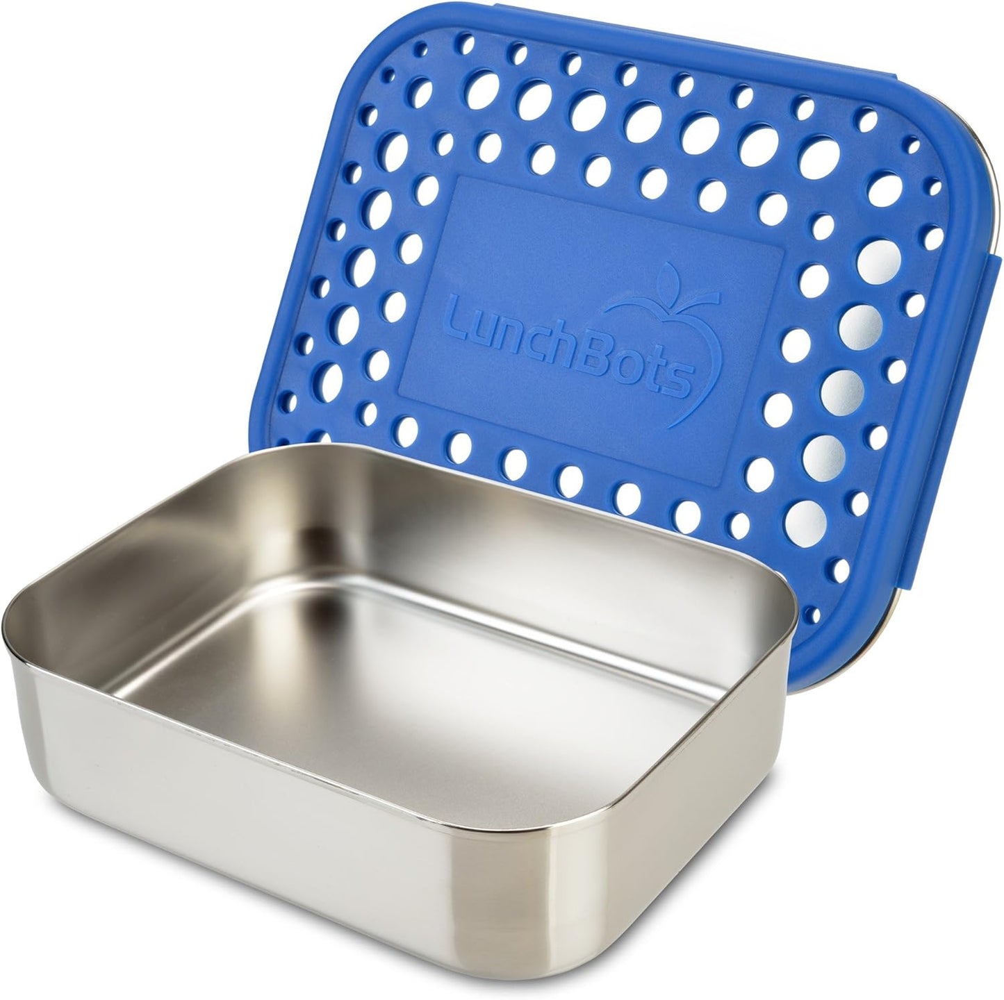 LunchBots Medium Uno Stainless Steel Sandwich Container - Eco-Friendly, Dishwasher Safe, Blue Dots for Wraps or Salads