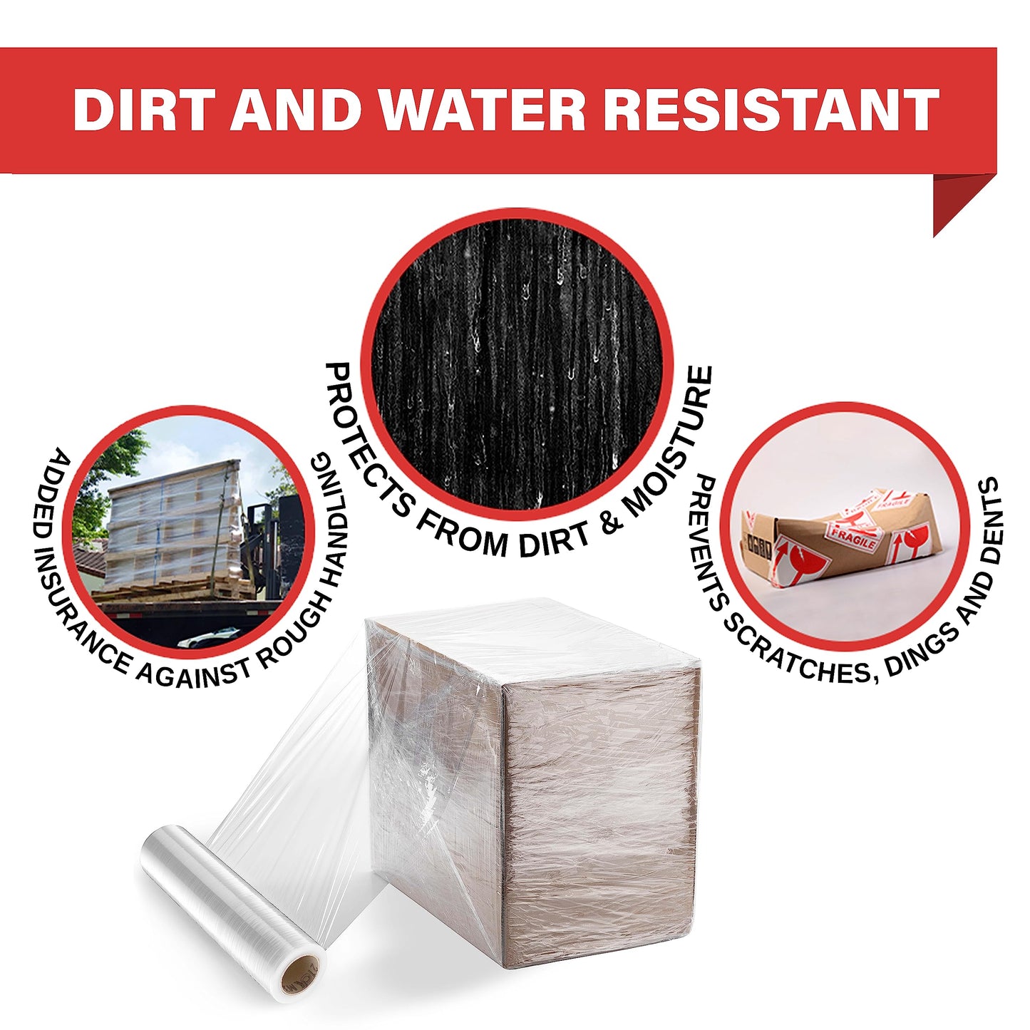 Simply Cool Stretch Wrap Industrial Strength Extra Thick 17.5" 1100 SqFt 80 Gauge 1 Pack Shrink Wrap Roll for Moving Supplies, Furniture, Pallet Wrapping, Packing, Heavy Duty Stretch Film