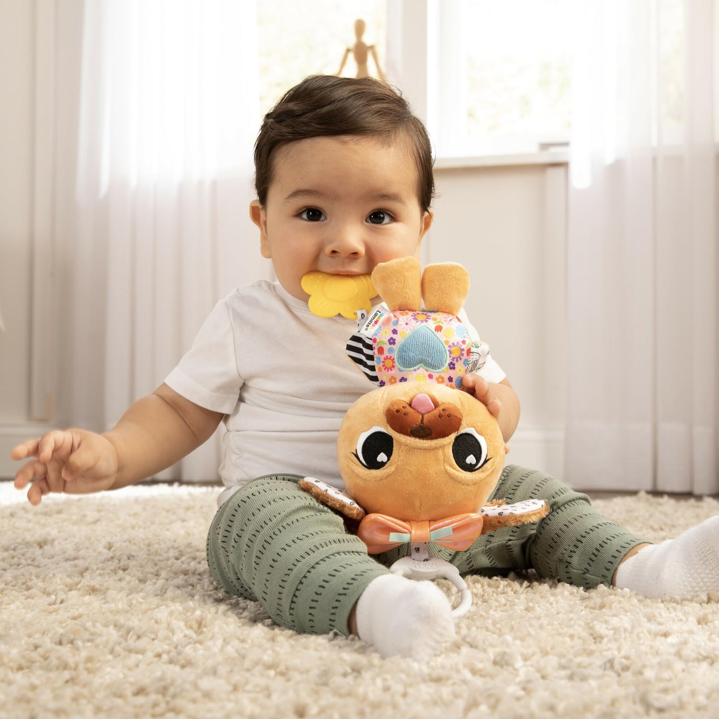 Lamaze Lovey The Pug Clip On Toy - Baby Sensory Toys for Stroller or Car - Developmental Stroller and Car Seat Toys - Includes Clip for On-The-Go Stroller or Car Seat Play - Ages 0 Months and Up