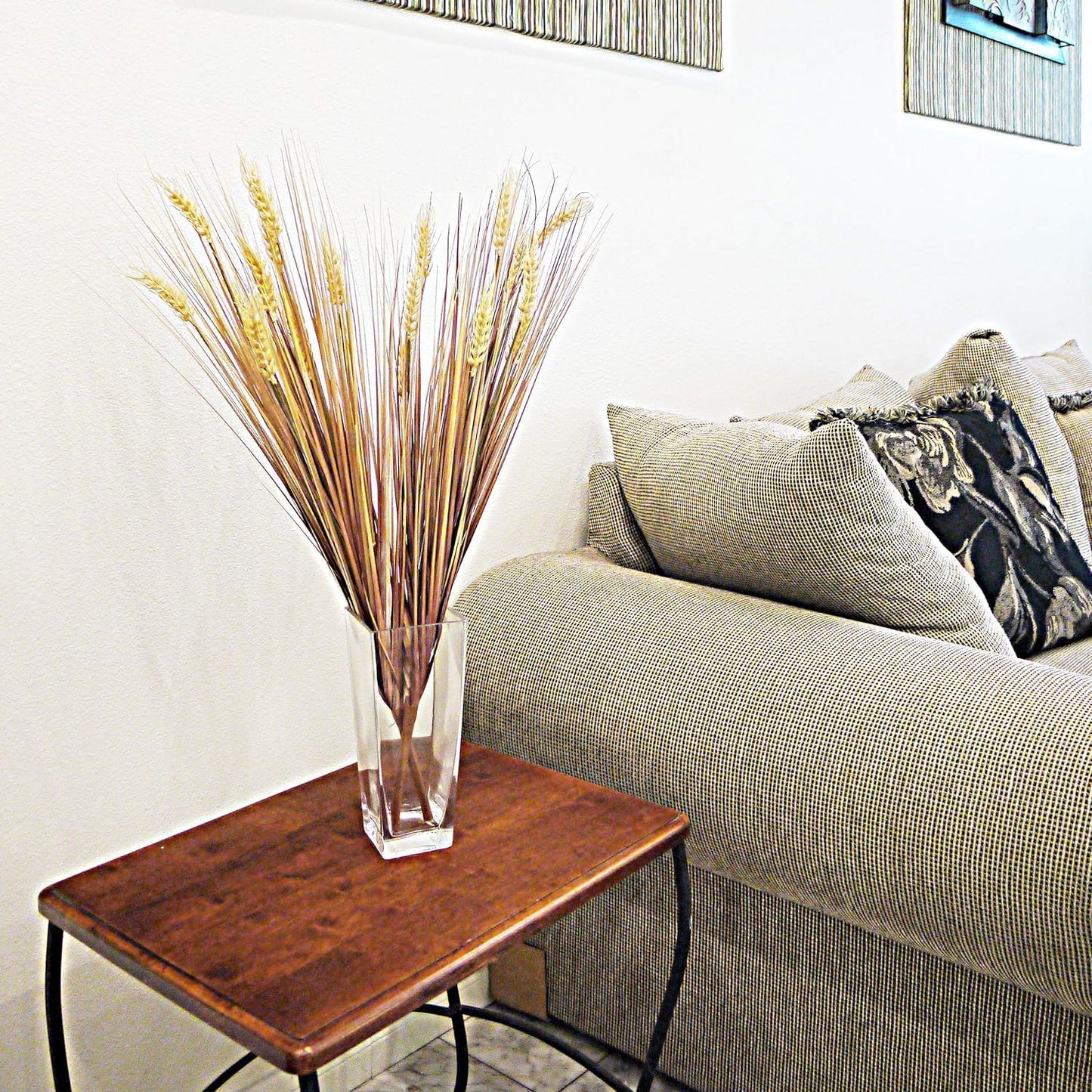 Admired By Nature 28" Artificial Wheat Grain Flowers & Grass Bush for Home Kitchen Office Wedding Fall Décor, Gold