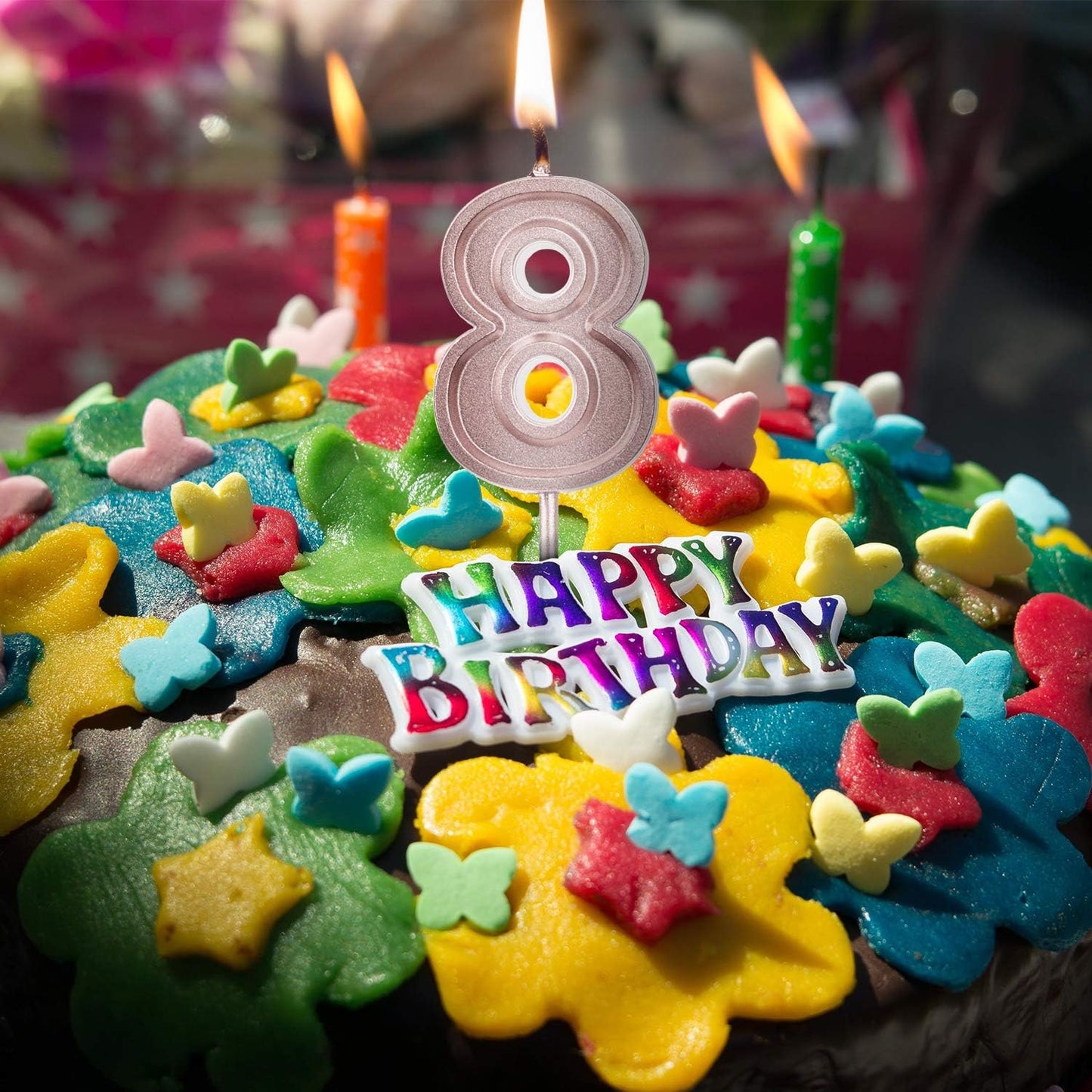 Luter Happy Birthday Cake Candles Number 6, Rose Gold Glitter Birthday Candle Cake Topper Decoration for Kids Adults