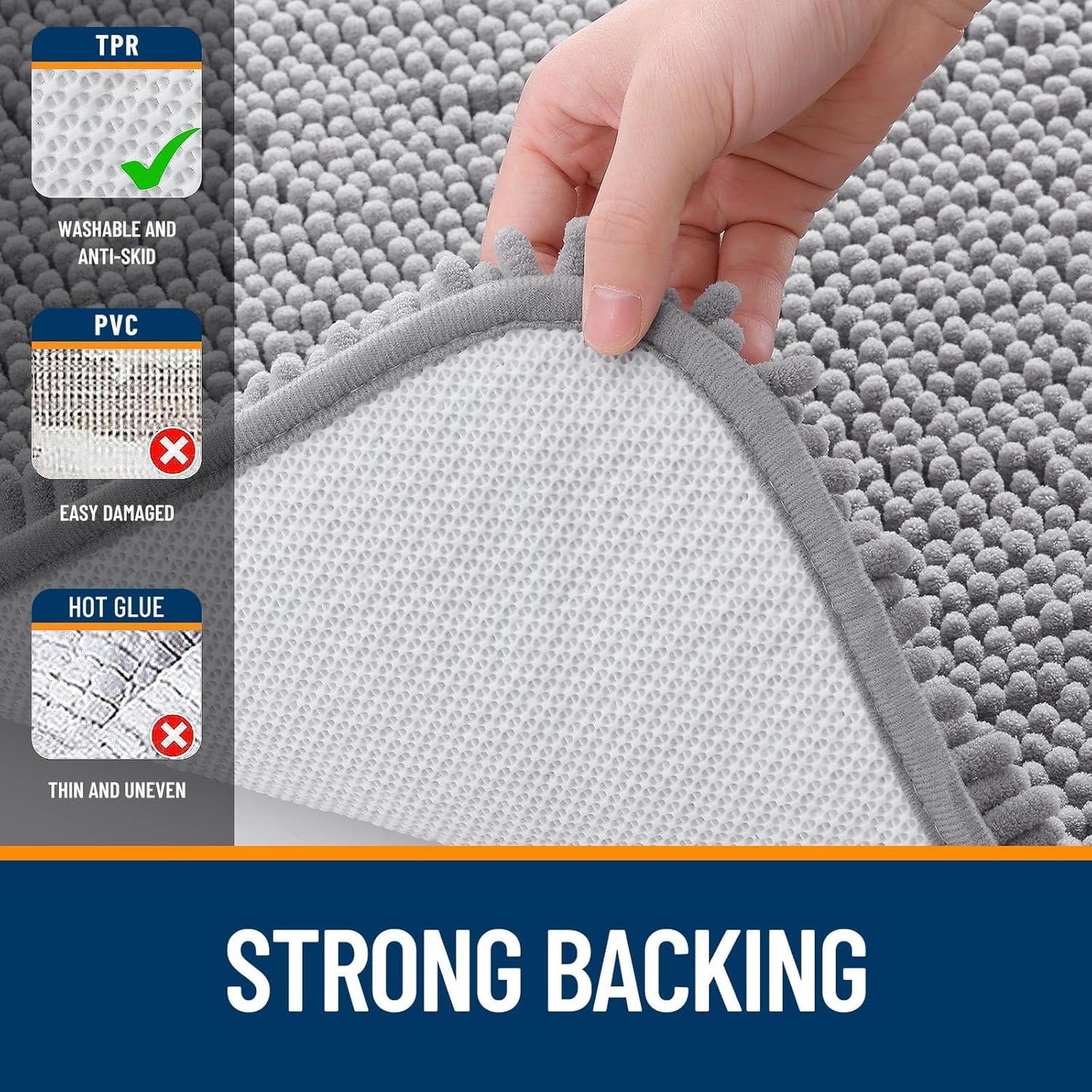 OLANLY Bathroom Runner Rugs - Extra Soft Chenille Bath Mats | 70x24, Quick Dry & Machine Washable, Grey