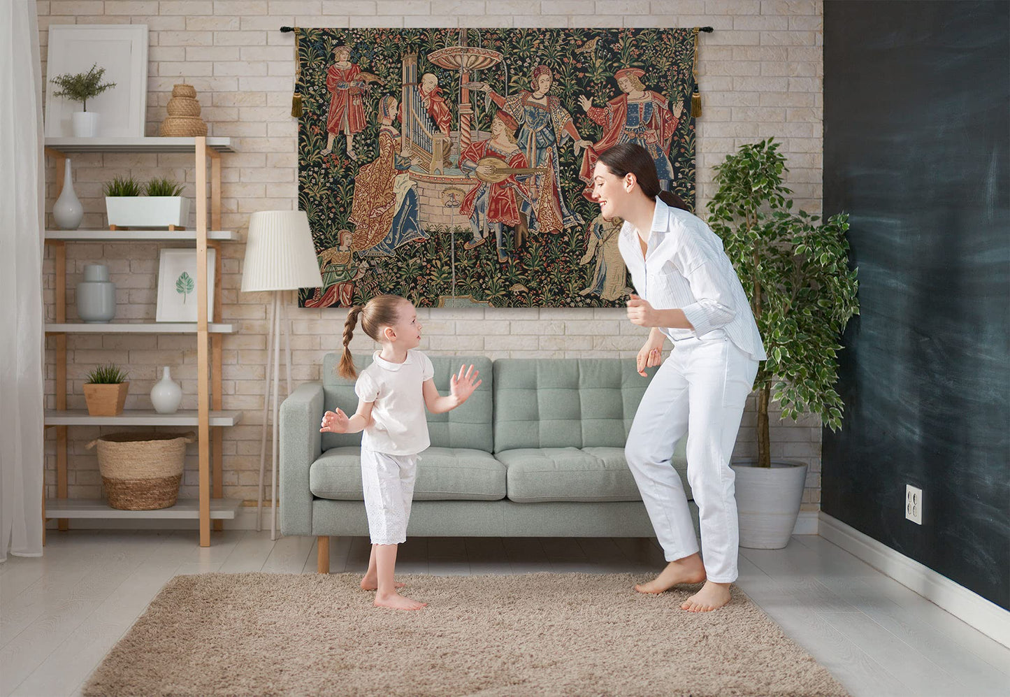 C Charlotte Home Furnishings Inc Medieval Concert Belgian Tapestry Wall Hanging | Viscose Cotton and Polyester Blend Wall Art | 39 in. x 58 in | Home Decor Accents