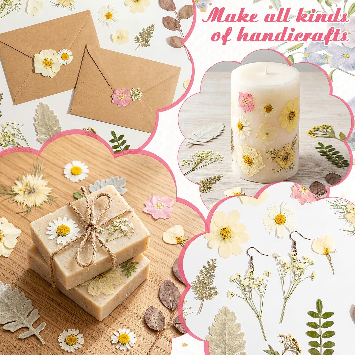 Maasechs 96 Pcs Natural Dried Pressed Flowers for Cake Topper Decorating Cupcake Toppers Cocktails Resin Jewelry Making DIY Art Crafts