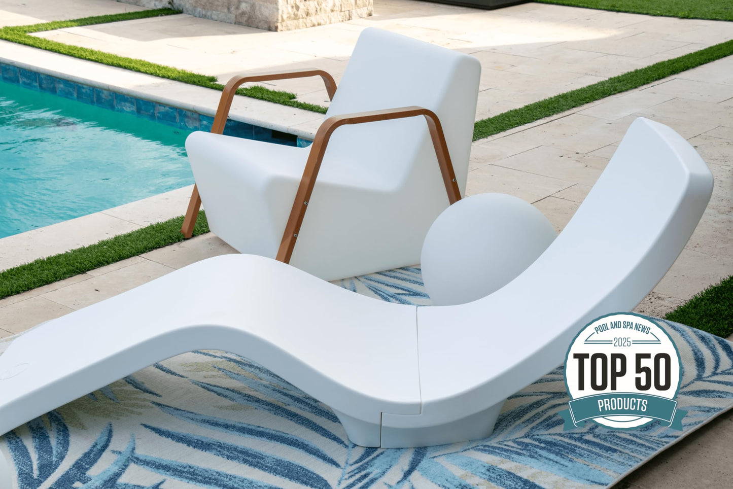 Las Olas Luxury Living Chaise Pool Lounger | Ultra-Comfortable Waterproof Pool & Patio Chase Lounge Chair for Outdoors | Up to 9" of Water, UV & Fade Resistant, Made in USA, Easy Tool-Free Assembly