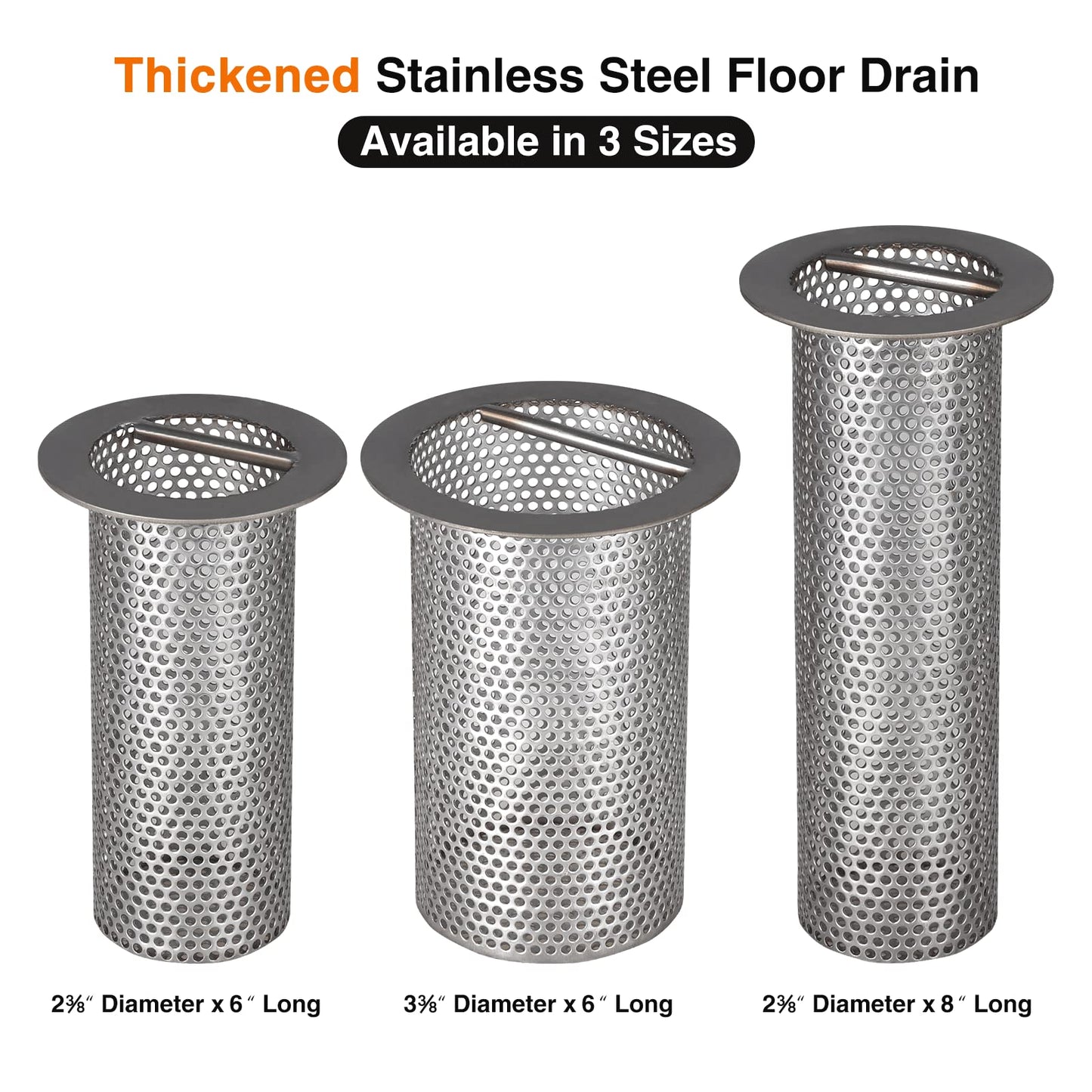 HOTYELL 3" Commercial Floor Drain Strainer, 6'' High, Thick Stainless Steel and Finely Polished Drain Basket