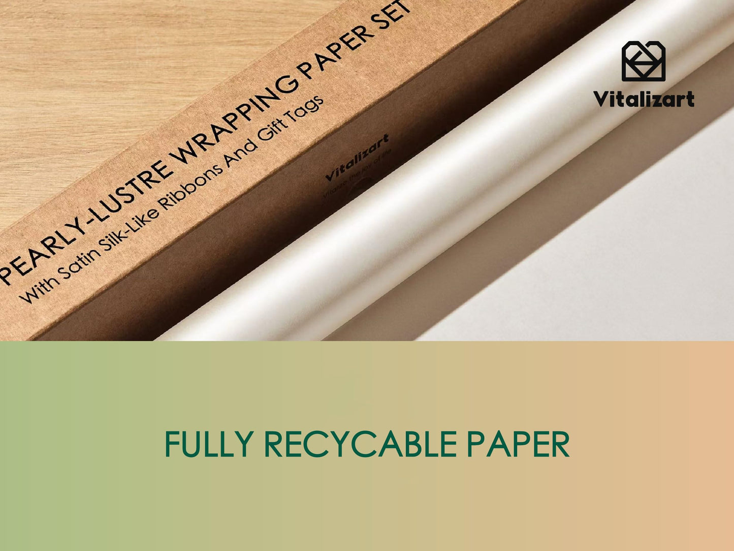 Vitalizart White Wrapping Paper Set 17" Pearly-Lustre With Silk Like Satin Ribbon & Gift Tags Recyclable Christmas Gift Wrapping Birthday Baby Shower Wedding Handmade Crafts 197"(16.4 Ft)