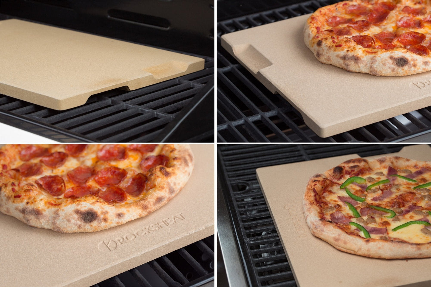 ROCKSHEAT Pizza Stone for Oven and Grill, 15x12 Inch Cordierite Baking Stone with 4 Built-in Handles, 7.4lbs Heavy Duty Thermal Shock Resistant for Crispy Crust Pizza Bread Cookies BBQ