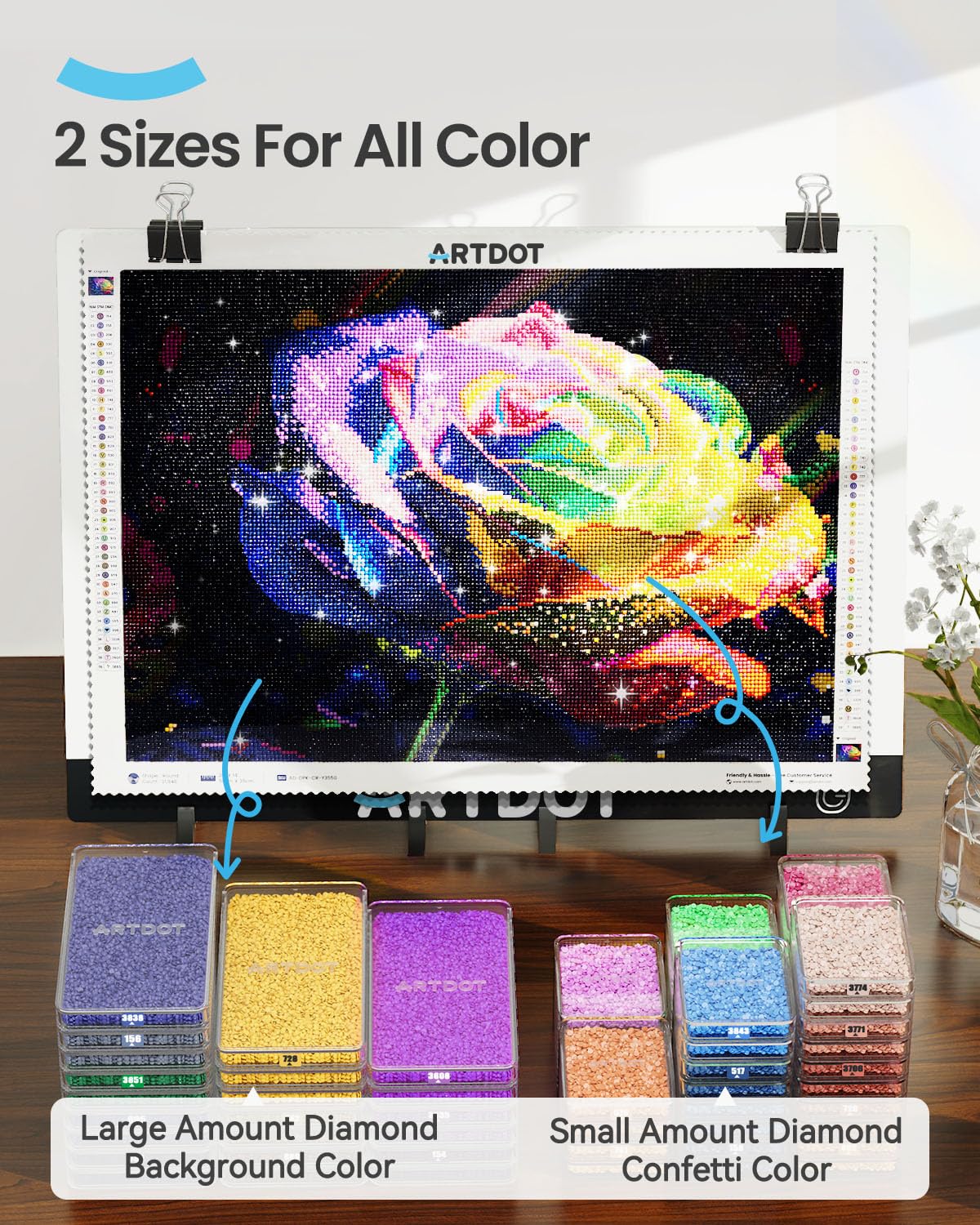 ARTDOT 60-Piece Diamond Art Storage Trays Kits for Adults with Lids, 2-in-1 Stackable Diamond Painting Accessories and Tools