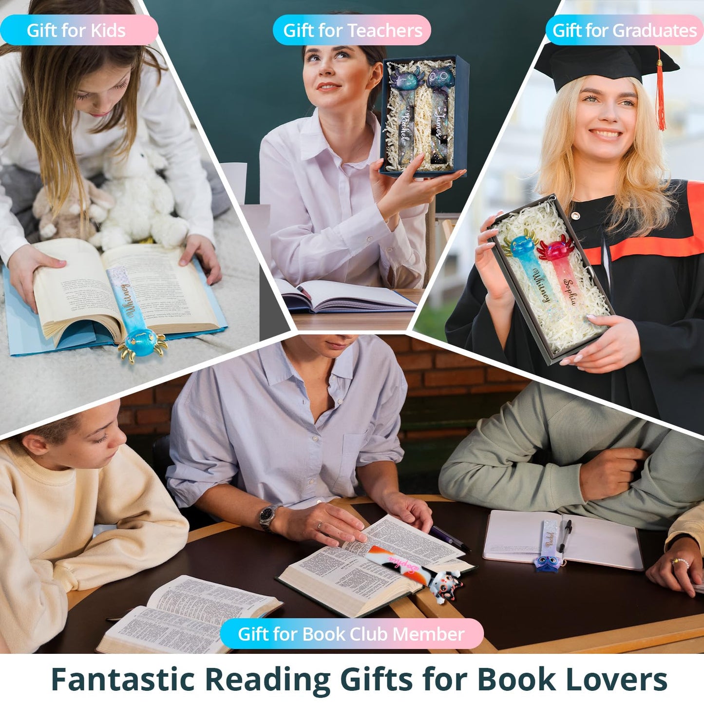 LET'S RESIN Bookmark Resin Molds, Cute UV Resin Bookmark Molds with Paperclip Pattern 3mm Thin,Bookmarks Silicone Molds for Epoxy Resin Crafts,Gifts for Book Lovers
