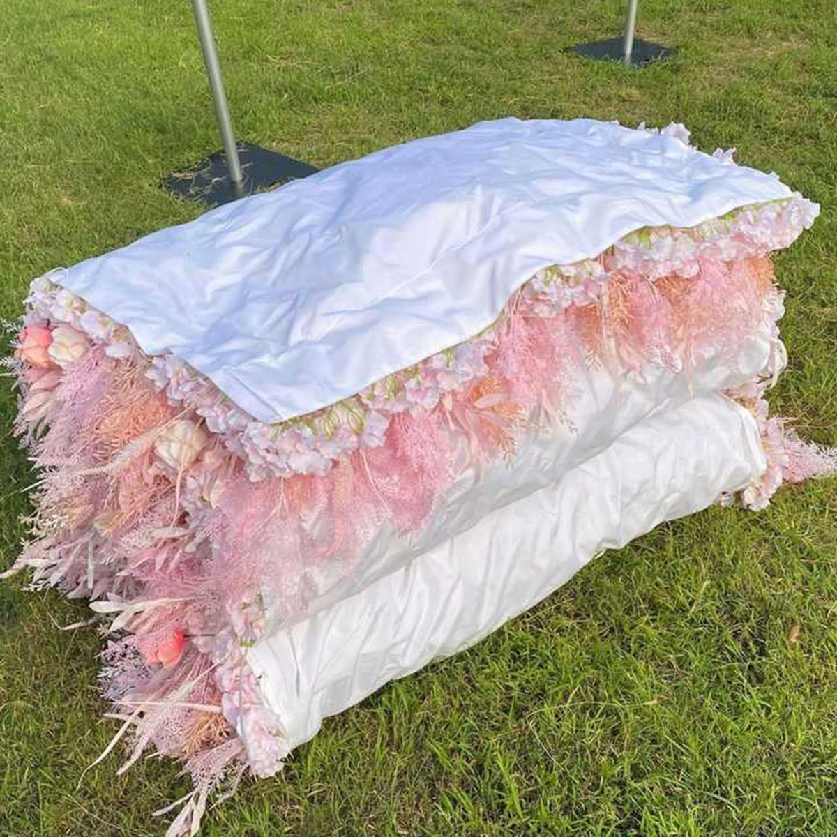 UYCVT Pink Cherry Blossoms Artificial Flower Wall Backdrop Panels, Handmade Romantic Large Wedding Backdrop 3D Floral Wall Fabric Flower Wall for Party Baby Shower Bridal Weddi-2m*2m/6.56 * 6.56FT