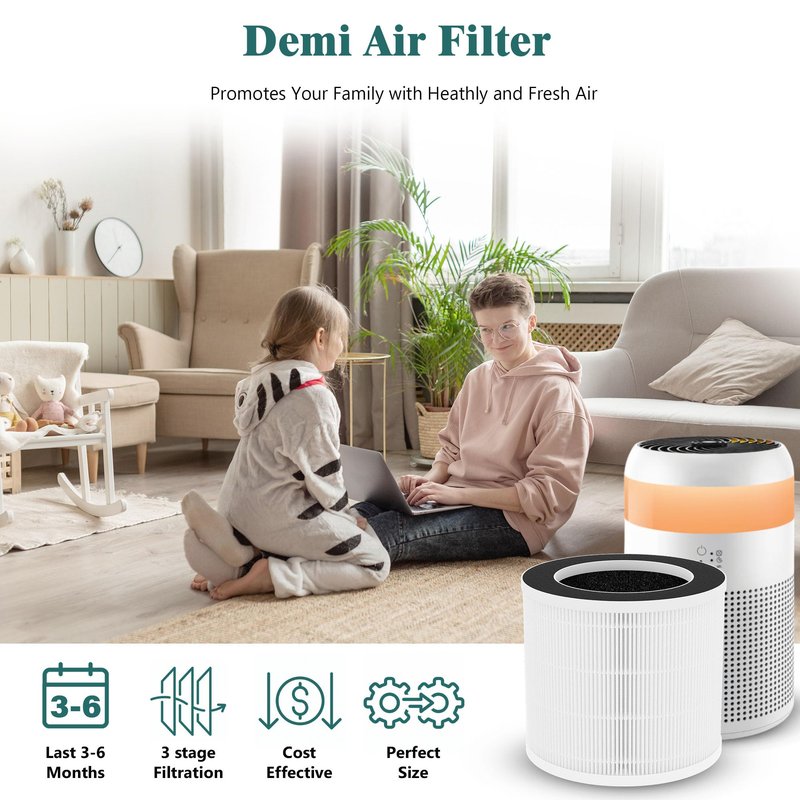 2 Packs Demi Replacement Filter Compatible with Afloia Demi Small Desktop Air Cleaner Purifier for Home Office, 3-in-1 Demi H13 True HEPA Filter,Fine Pre-Filter and Activated Carbon Filter