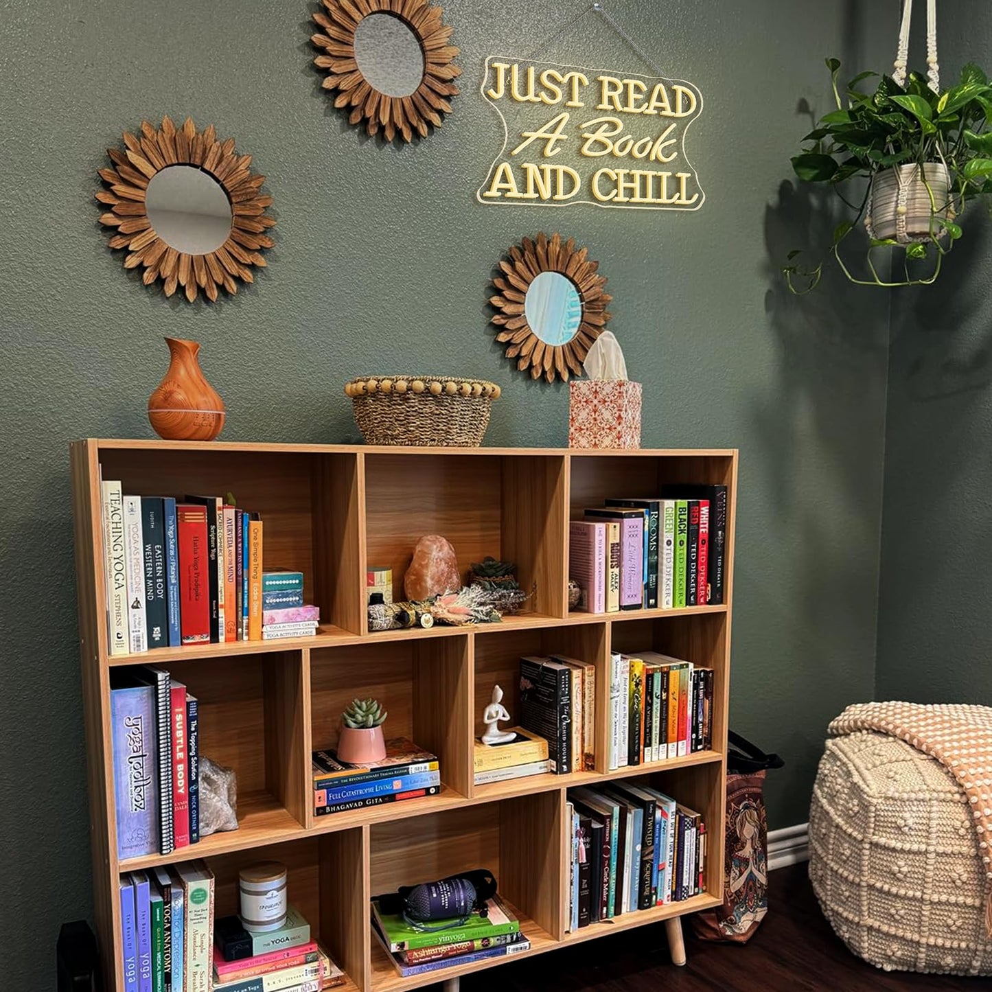 VVYXX Just Read a Book and Chill White LED Neon Lights Wall Decor LED Sign with Dimmable Switch Neon Light Up Sign for Classroom Bookstore Library Study Room Reading Party