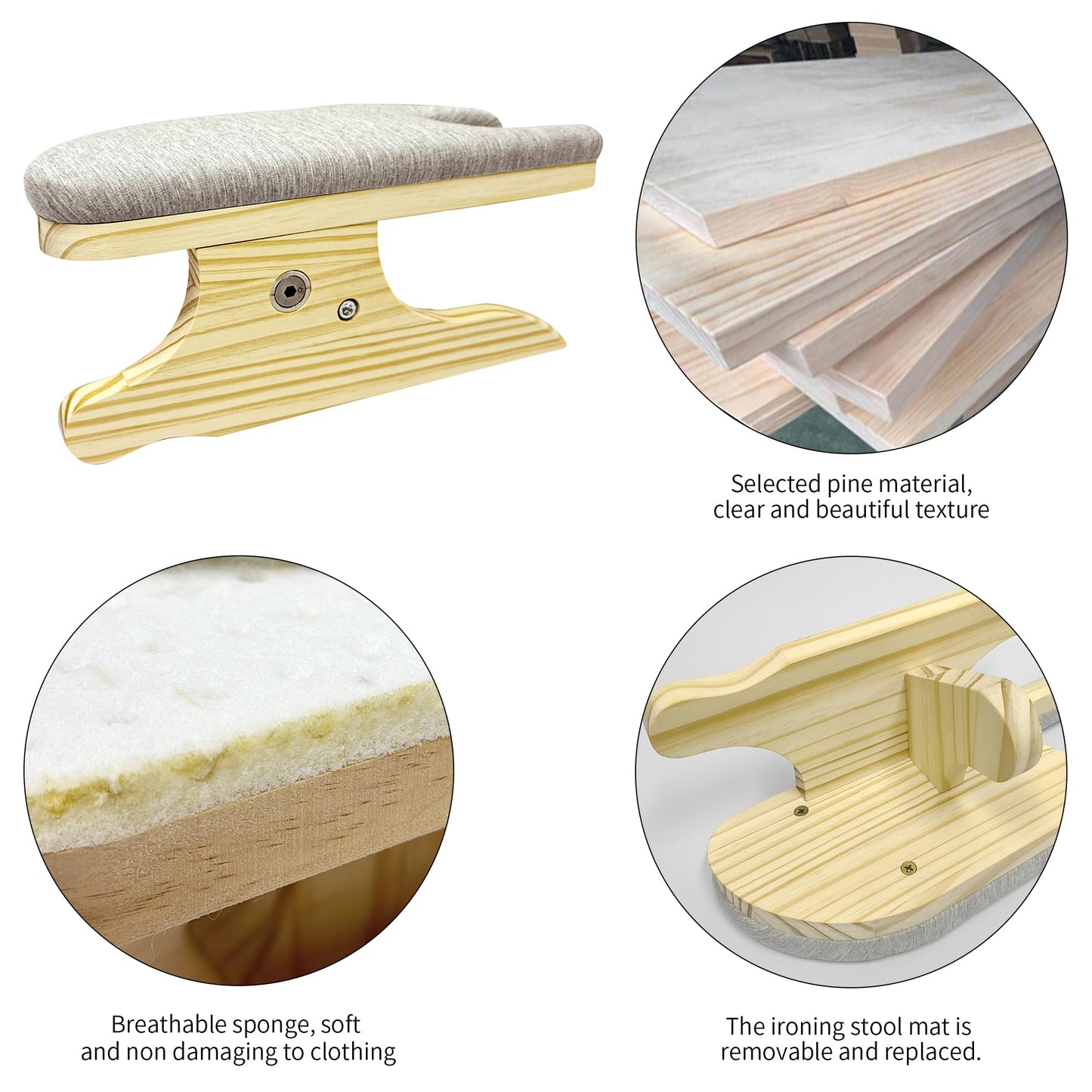 JELIMATE Tailors Board Various Pressing Surfaces, Tailor's Ironing Aid Tool - Smoothing Curved Seams, Ironing Collars, Cuffs, Curved Seams, Sleeve Caps