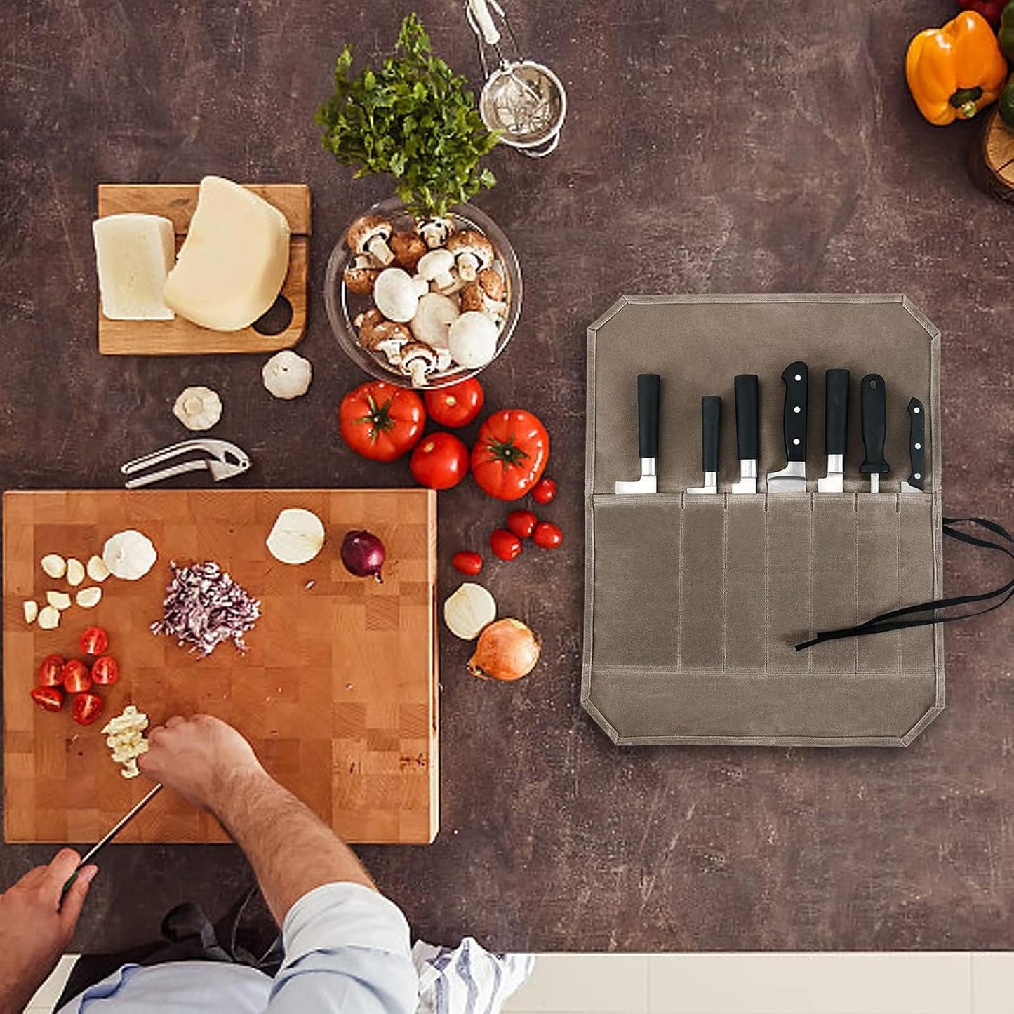Qchengsan Chef Knife Roll Bag with Knife Edge Guards Set,Universal Knife Sheath Guard Blade Cover or Sleeves for Chef Traveling,Non-BPA,Gifts for Men Dad Father