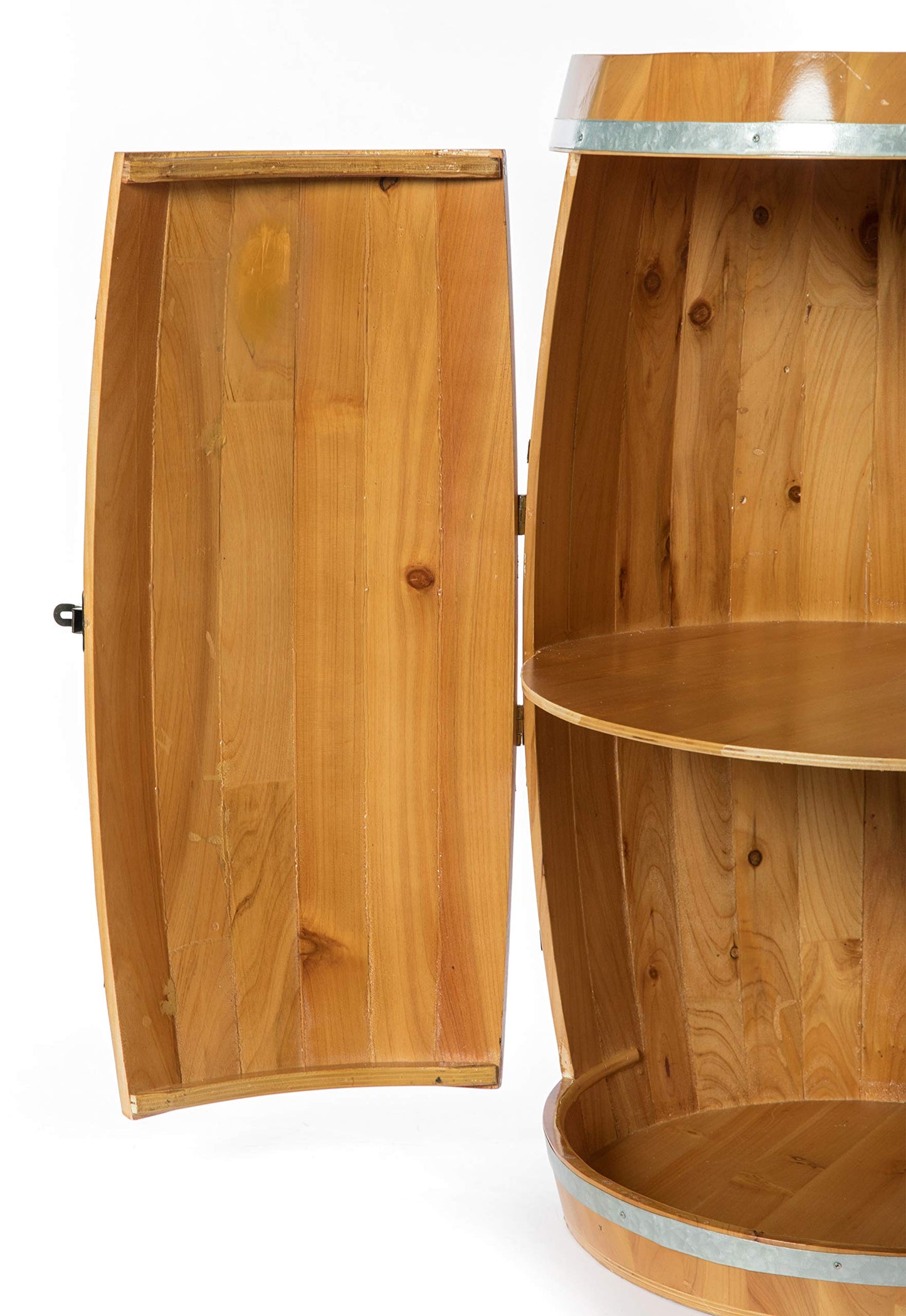 Vintiquewise Wooden Wine Barrel Shaped Wine Holder, Bar Storage Lockable Storage Cabinet