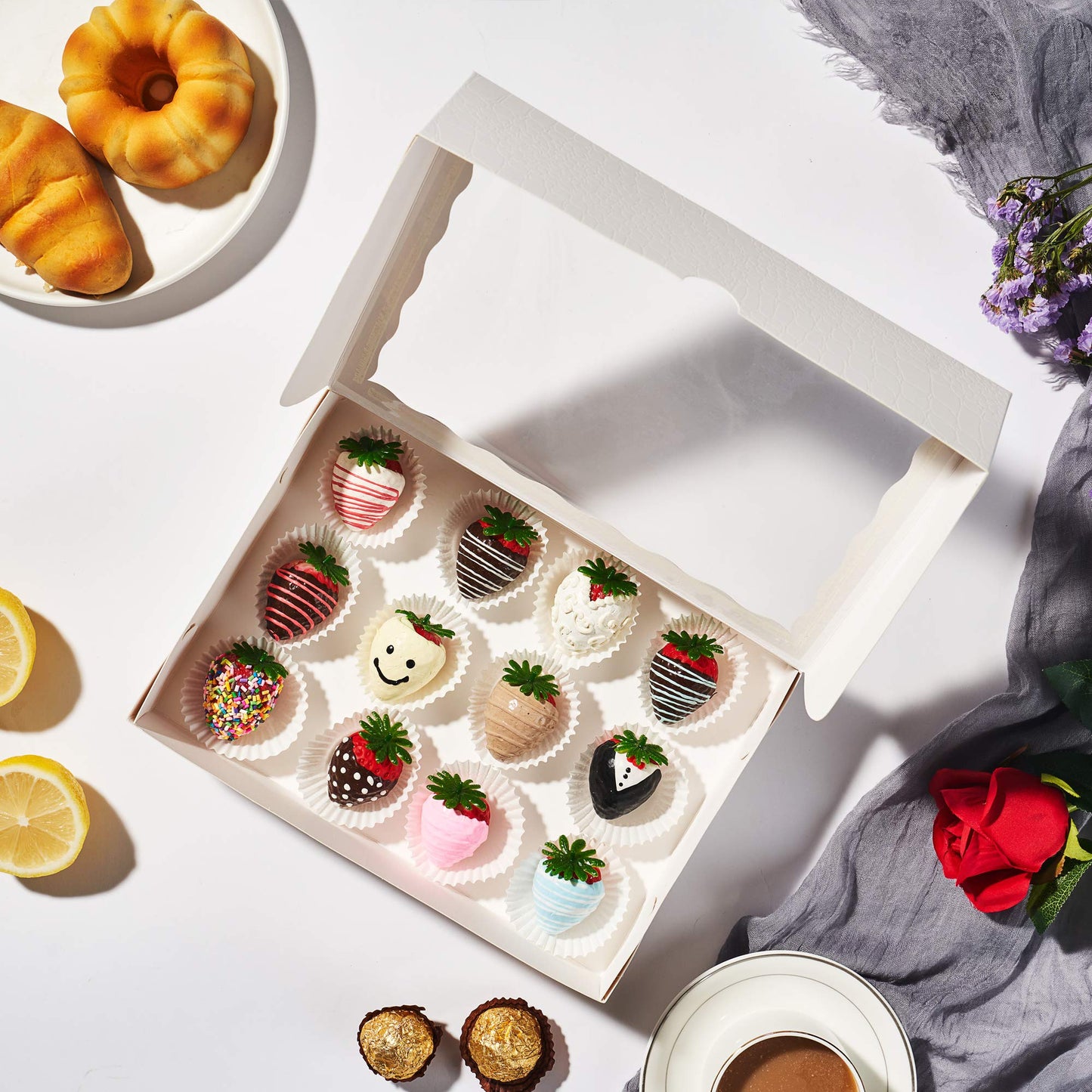 SLShePack 12PCS 10 x 7 x 2.5 inches Cookies Bakery Boxes with Window, Cakesicle, Chocolate Bomb, Macaron, Clear Chocolate Covered Strawberries, Pretzel Rods Boxes