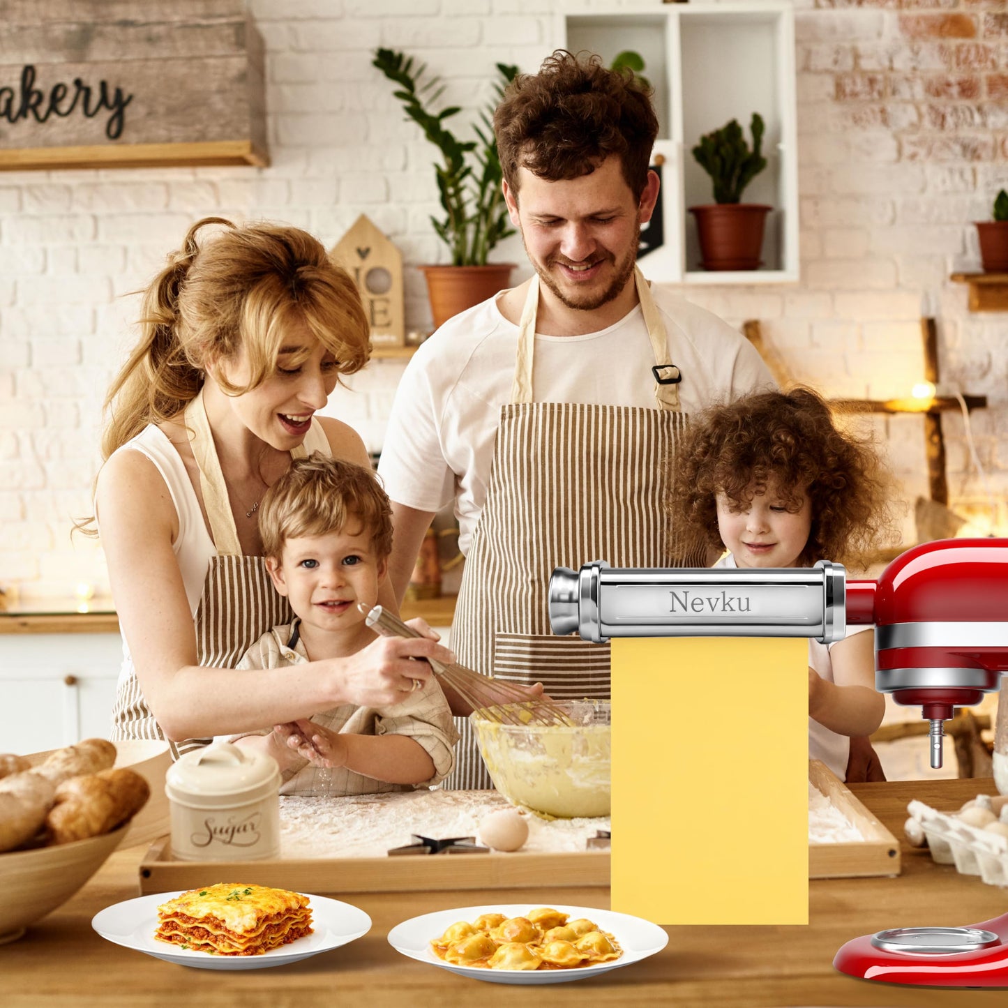 Pasta Roller Attachment for KitchenAid Stand Mixer, Stainless steel Pasta Roller Attachment with 8 Adjustable thickness knob, Stainless Steel Pasta Maker accessory Machine