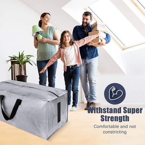 HOMESURE Large Water-Resistant Storage Bags - 8 Pack Heavy Duty with Zippers & Handles | Silver