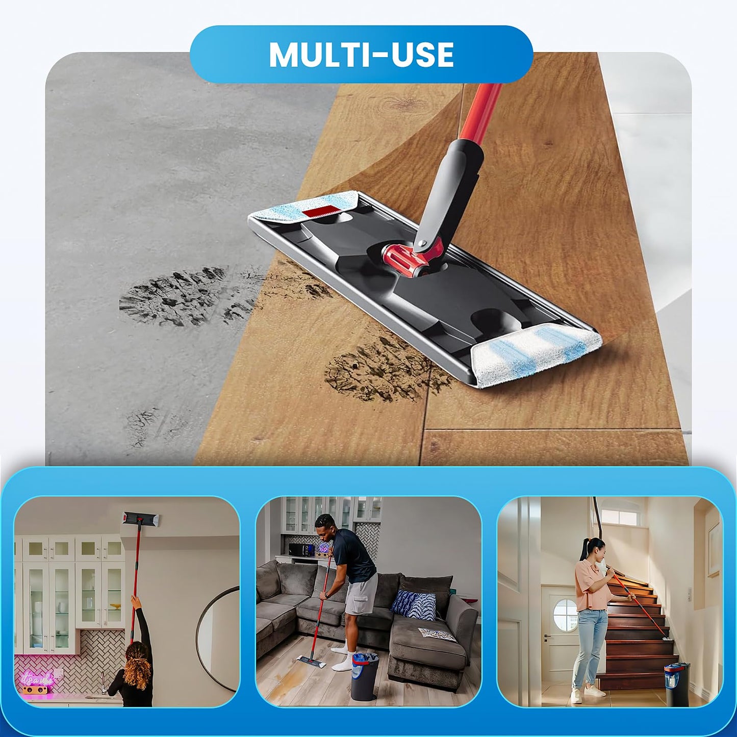 4 Pack Microfiber Mop Pad for O-Cedar H2prO Flat Mop System, Reusable Mop Head Replacements, Machine Washable (White*4P)