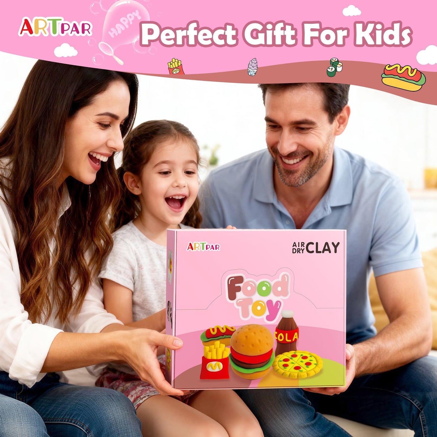 ARTPAR Air Dry Clay Kit for Kids,12 Box Mini Food Modeling Magic Clay Sculpting Set,Safe Non-Sticky,Ultra Light & Soft,Arts & Crafts Fun Playset Kitchen Toys,Home Party Favors for Boys Girls 3+ Years