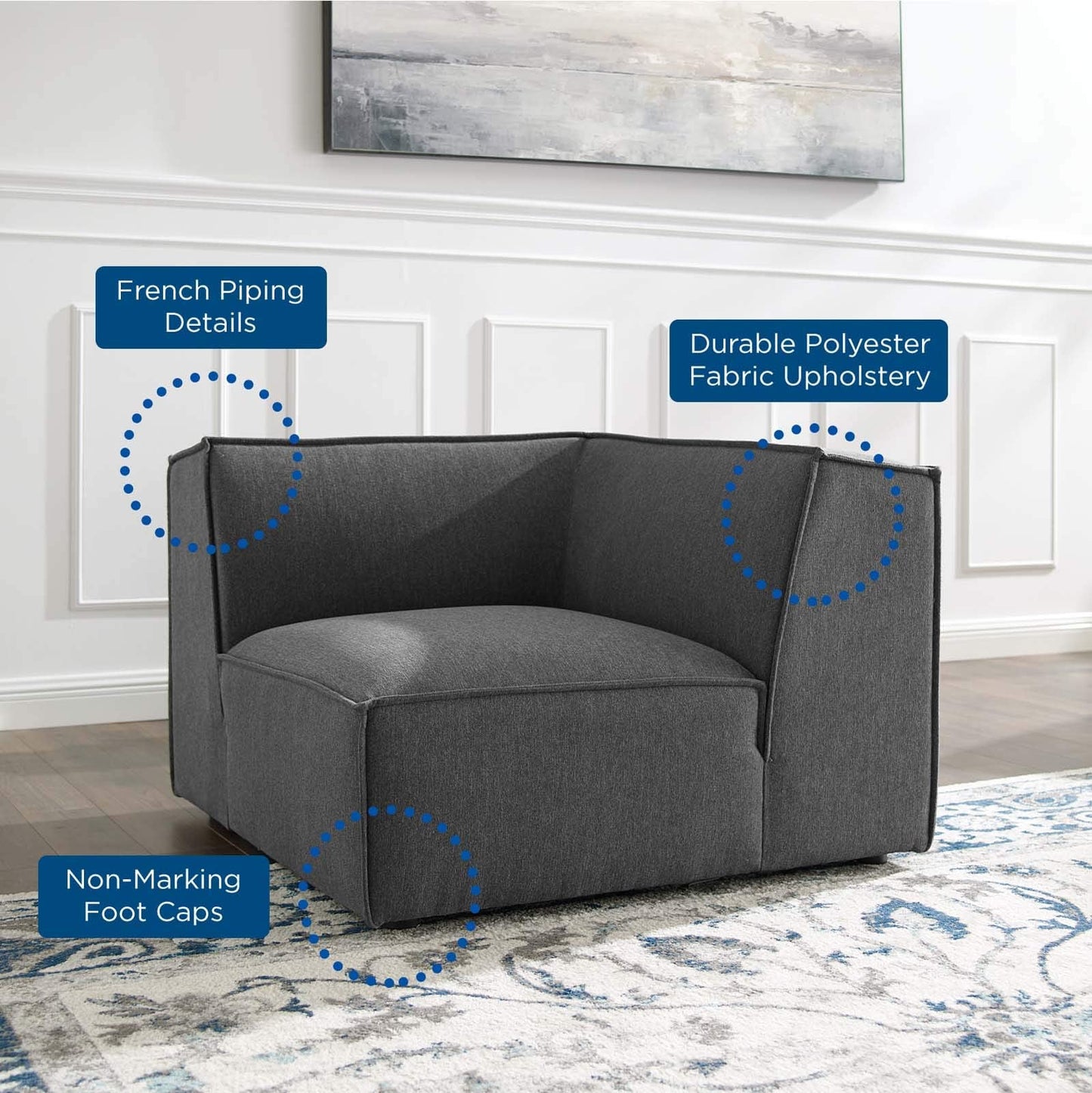 Modway EEI-3871-CHA Restore Sectional Sofa Corner Chair, Charcoal