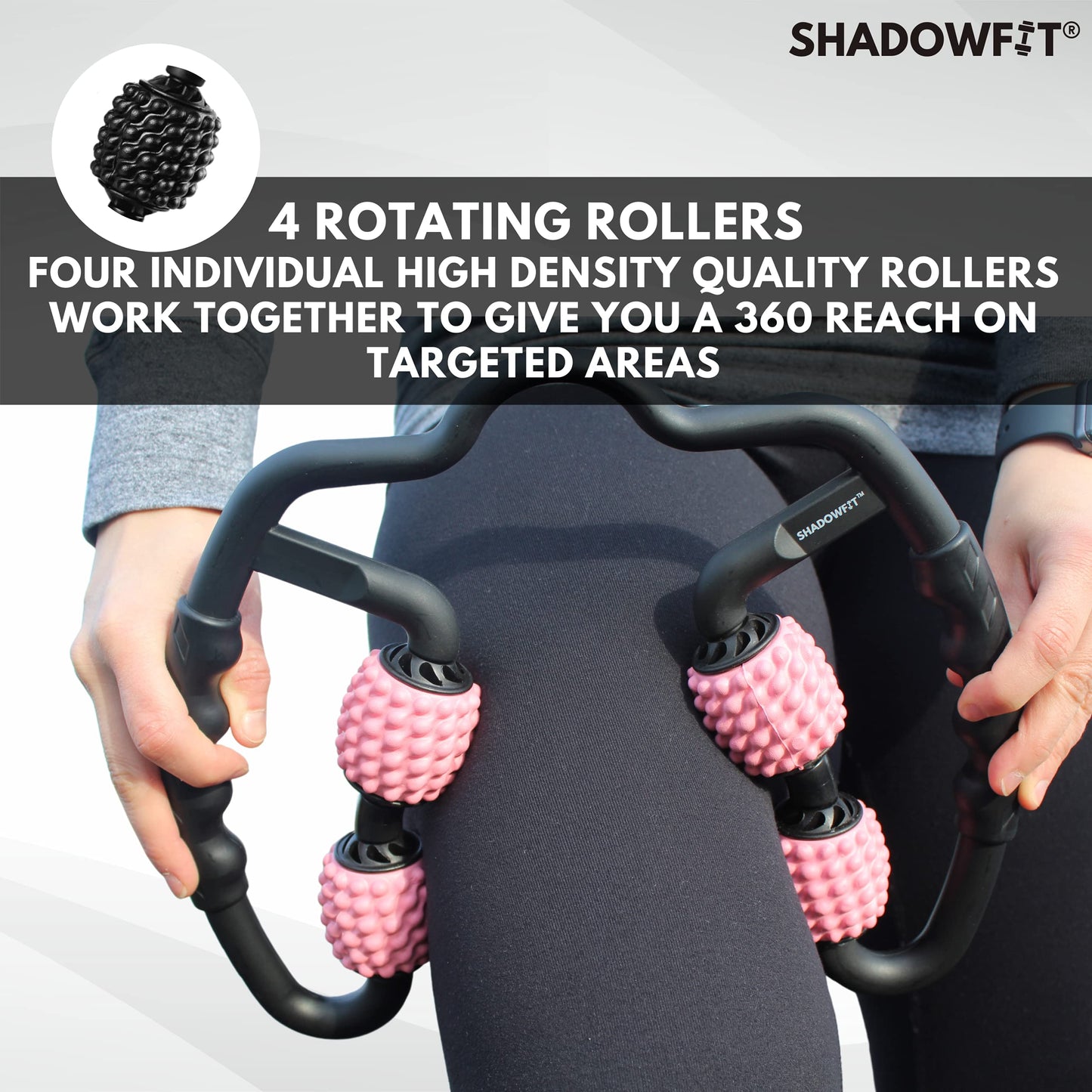Shadowfit Muscle Massager Roller, Trigger Point Foam Roller for Calves, Legs, Arms, Shin Splints, Massage Tool to Relieve Soreness, Stiffness, and Tight Muscles, Cellulite and Deep Tissue