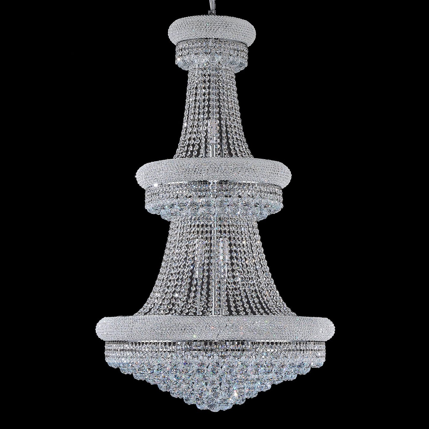 Homeooze 31 - Light Large Empire Crystal Chandelier for High Ceiling Foyer Entryway Staircase Living Room Dining Room Chrome Finish