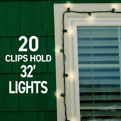 Command Outdoor Light Clips - Water-Resistant Adhesive Clips & Strips | 16 Clips, 20 Strips, Clear