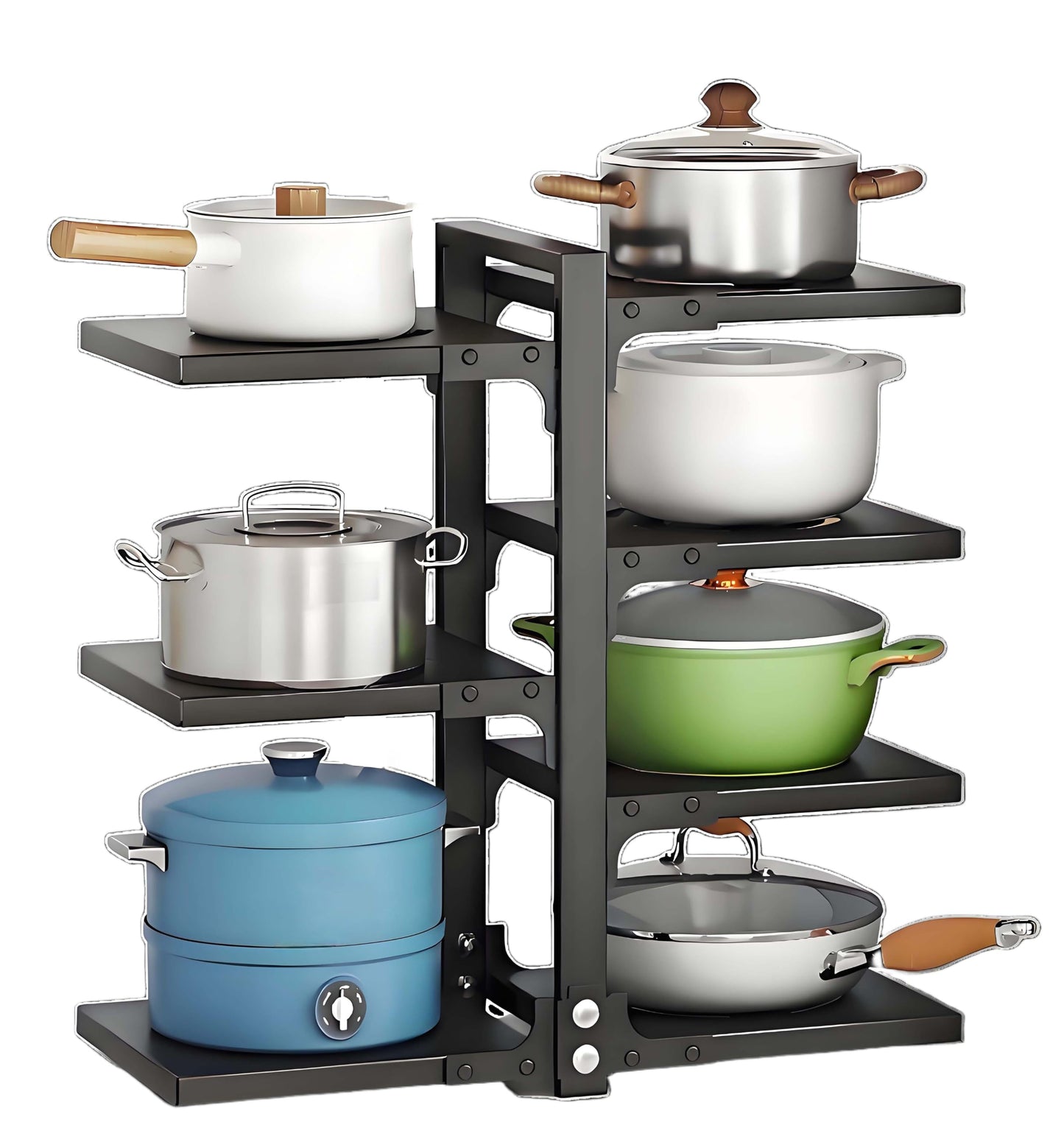 Mnftive adjustable Pot and Pan Organizer for Cabinets - kitchen cabinet No Drill Storage Rack, Fits 24 Inch Deep Shelves, Space Saving Under Shelf Design (each layer Max Load 15lbs)