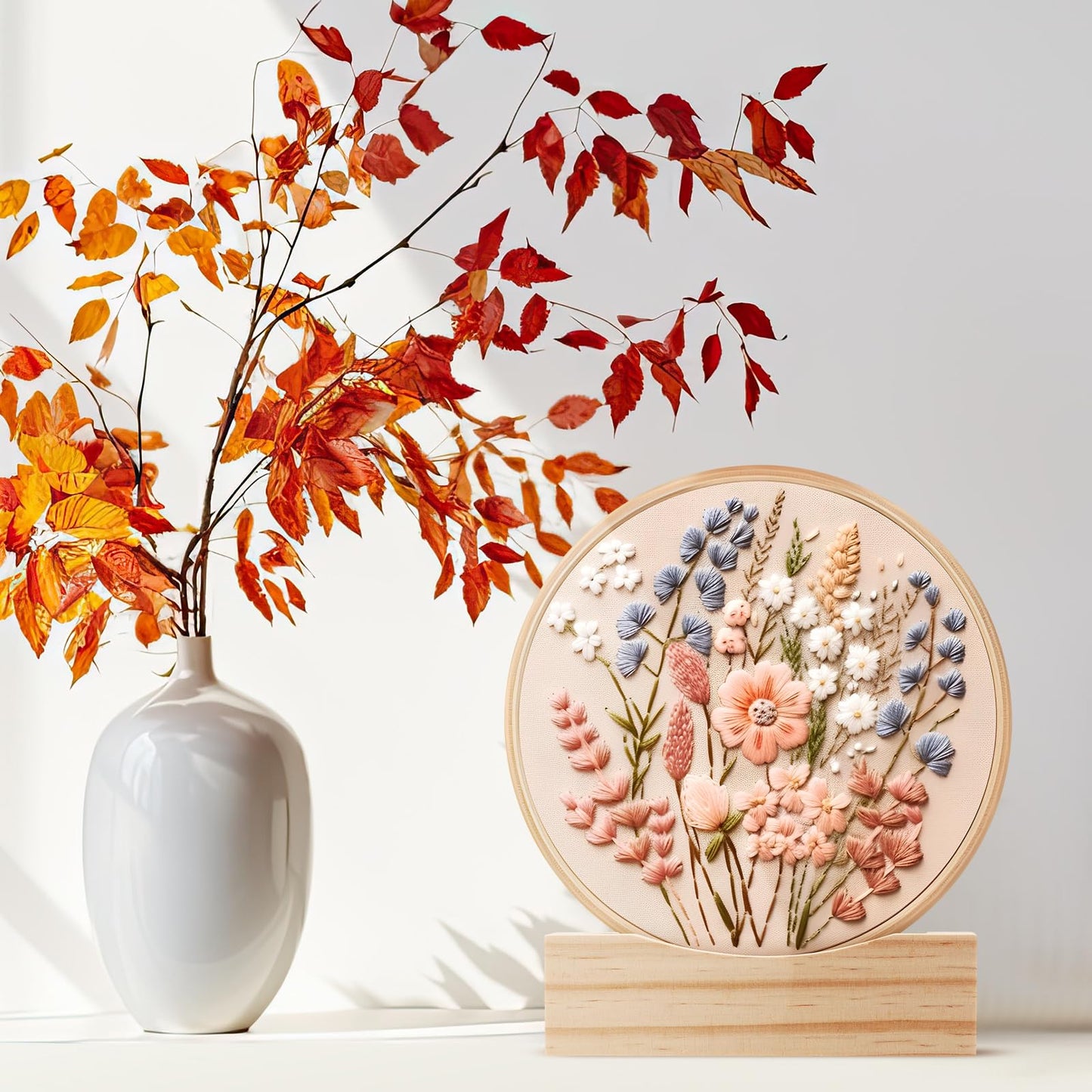 Chunful 6 Pcs Embroidery Hoop Display Stand Wooden Embroidery Frames Holder 2 Tier Groove Cross Stitch Hoop Stand Base Accessories for Display Works Home Exhibition Decor (4.29" X 1.3" X 1.57")