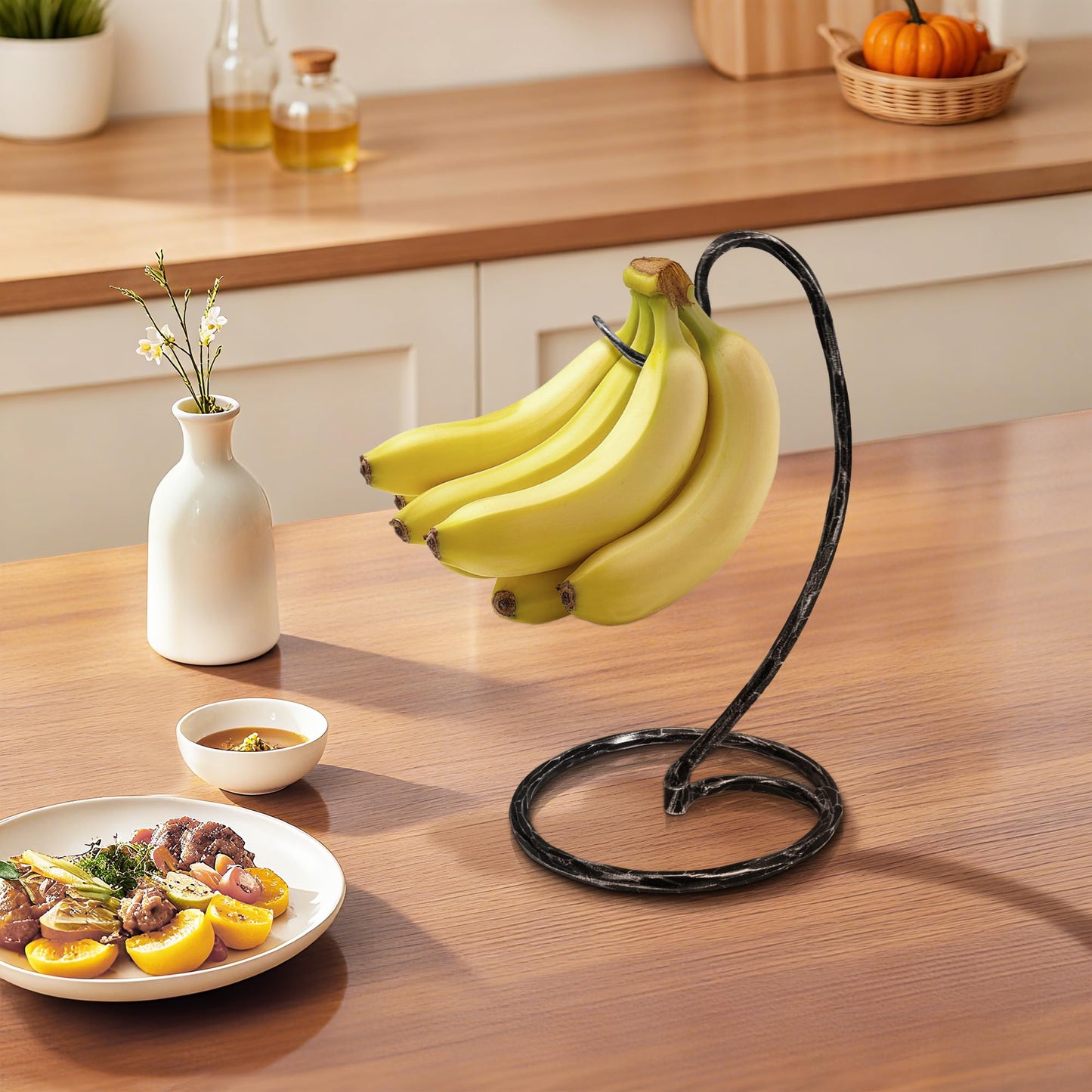 Banana Holder Stand, Hand Forged Banana Hanger, Banana Stand With Hammered Finish, Metal Bananas Tree to Keep Bananas Fresh