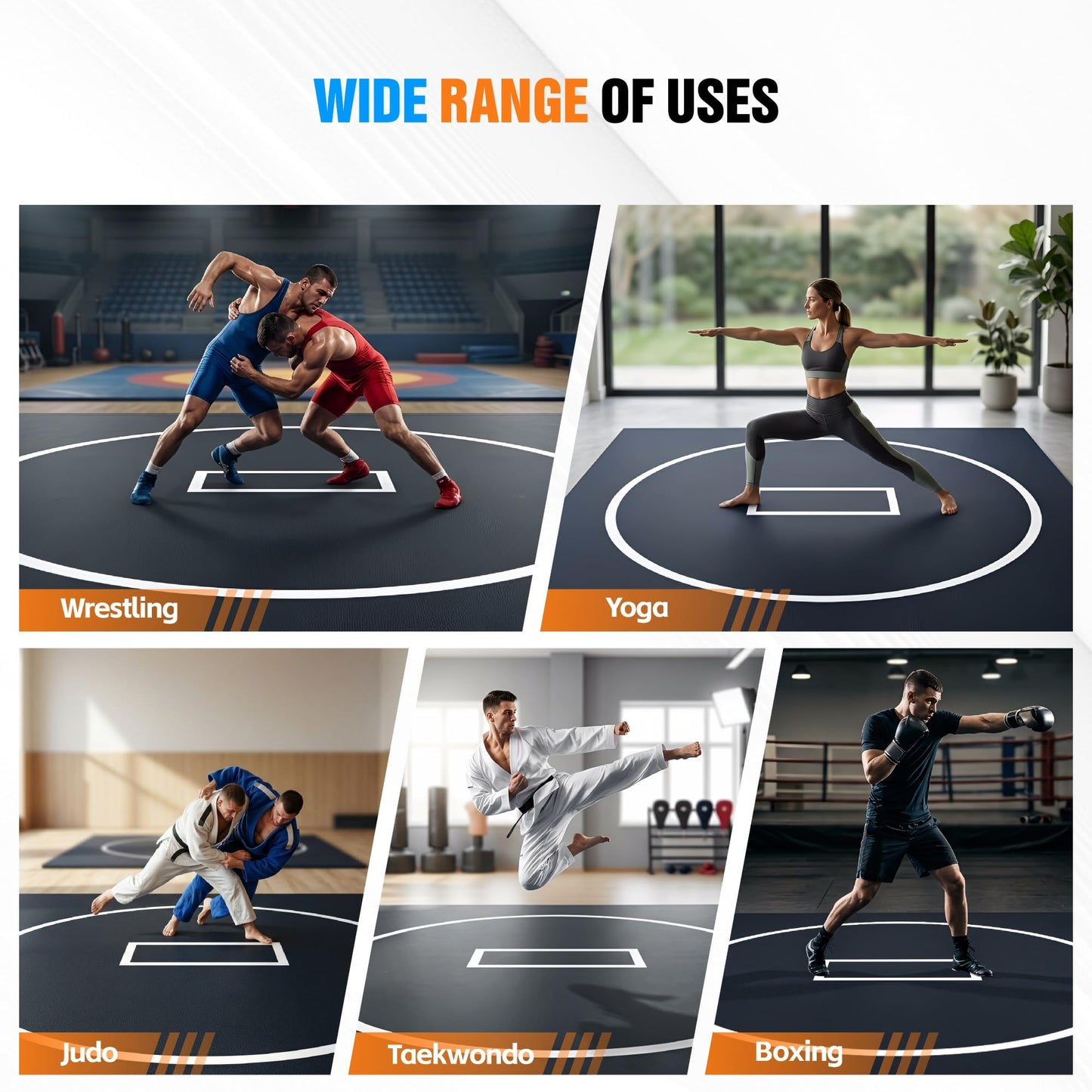 HESMAX 10' x 6.5' Wrestling Mat, Foldable Martial Arts Thick Mat, XPE Foam Wrestling Mats for BJJ, MMA, Jiu Jitsu, Judo & Grappling 1p1